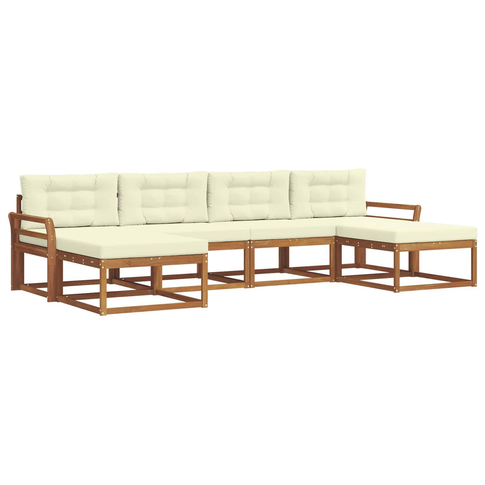vidaXL Outdoor-Sofagarnitur mit Kissen 6 pcs Natur und Creme