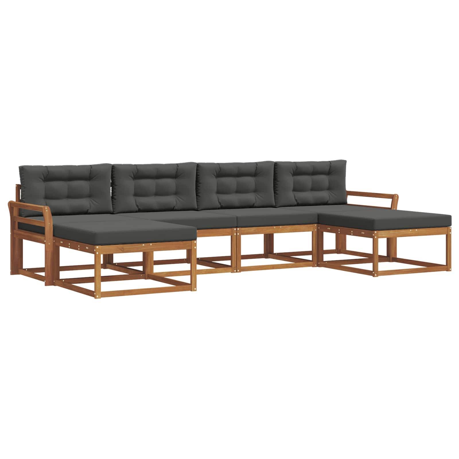 vidaXL Outdoor-Sofagarnitur mit Kissen 6 pcs Natur und Anthrazit