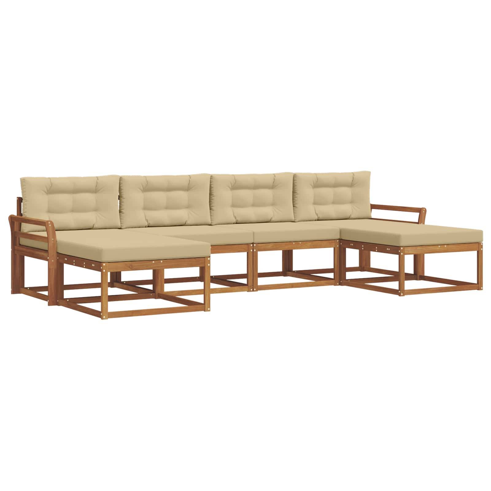 vidaXL Outdoor-Sofagarnitur mit Kissen 6 pcs Natur und Beige