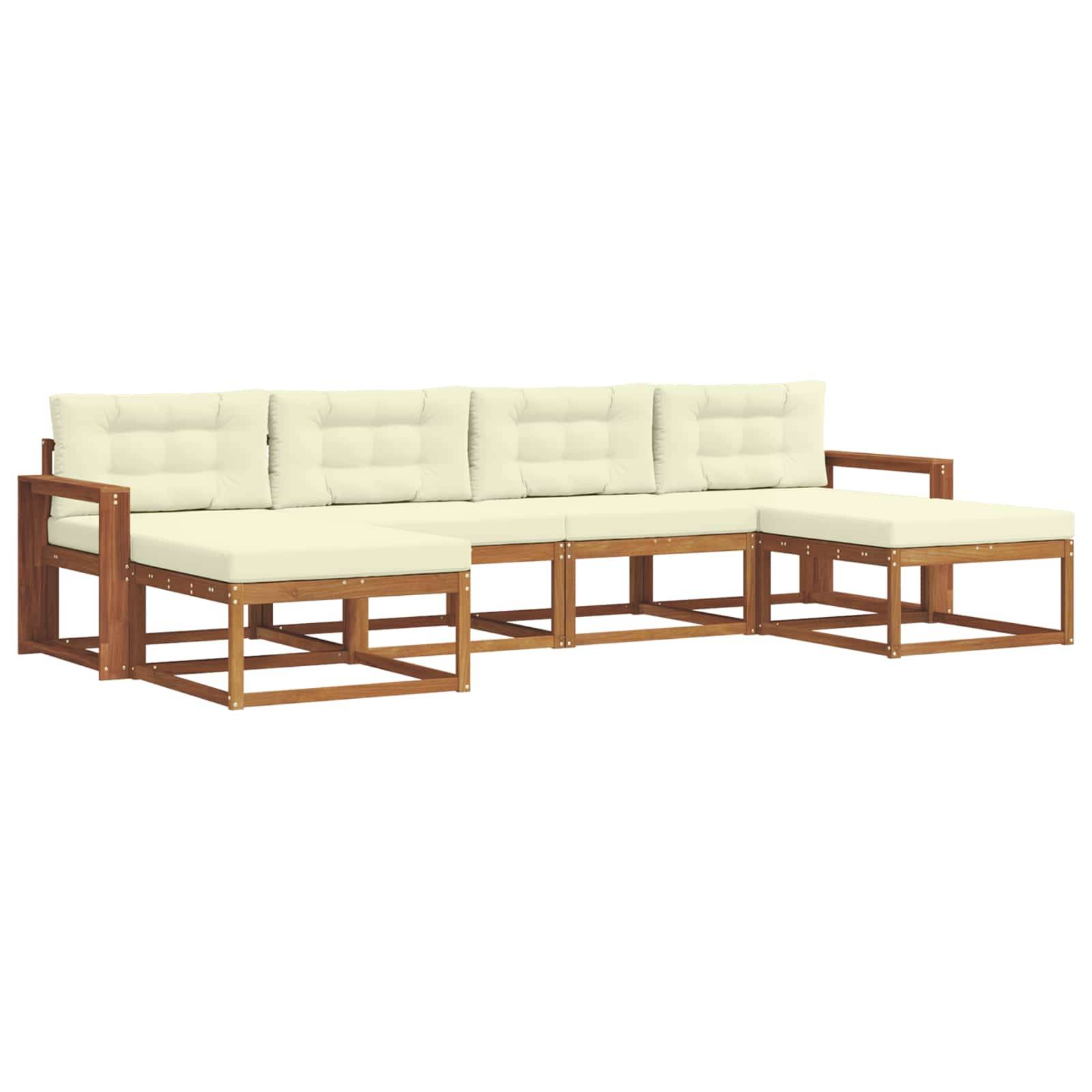 vidaXL Outdoor-Sofagarnitur mit Kissen 6 pcs Natur und Creme