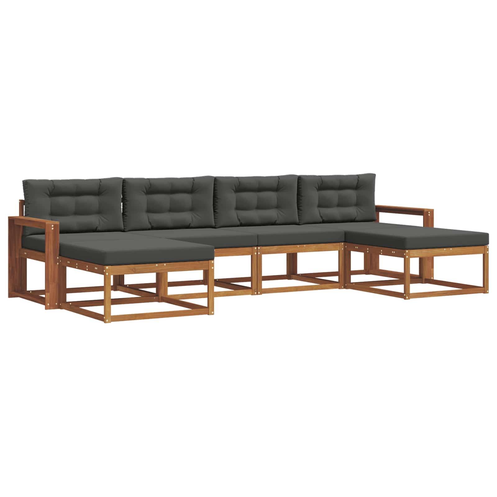 vidaXL Outdoor-Sofagarnitur mit Kissen 6 pcs Natur und Anthrazit