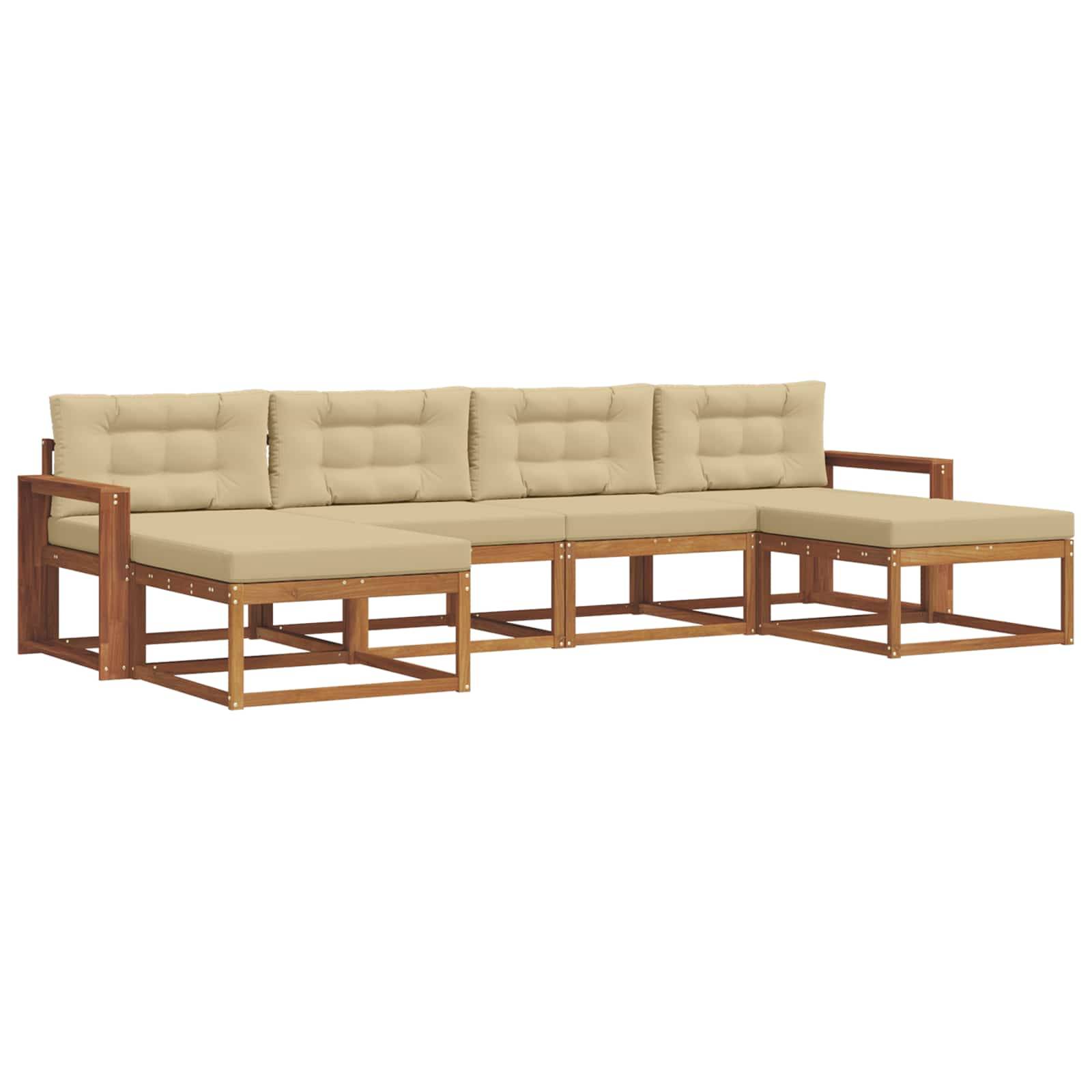 vidaXL Outdoor-Sofagarnitur mit Kissen 6 pcs Natur und Beige