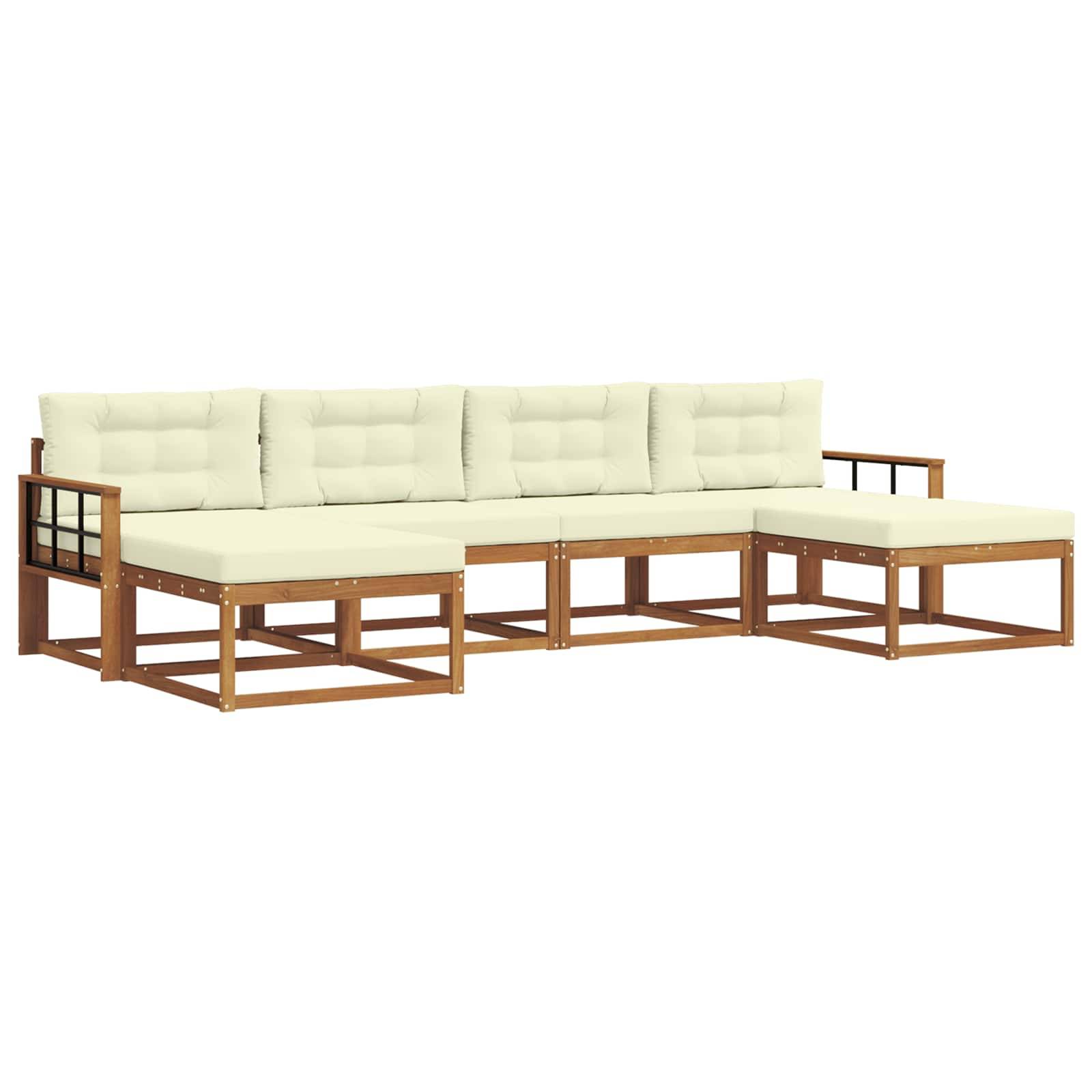 vidaXL Outdoor-Sofagarnitur mit Kissen 6 pcs Natur und Creme
