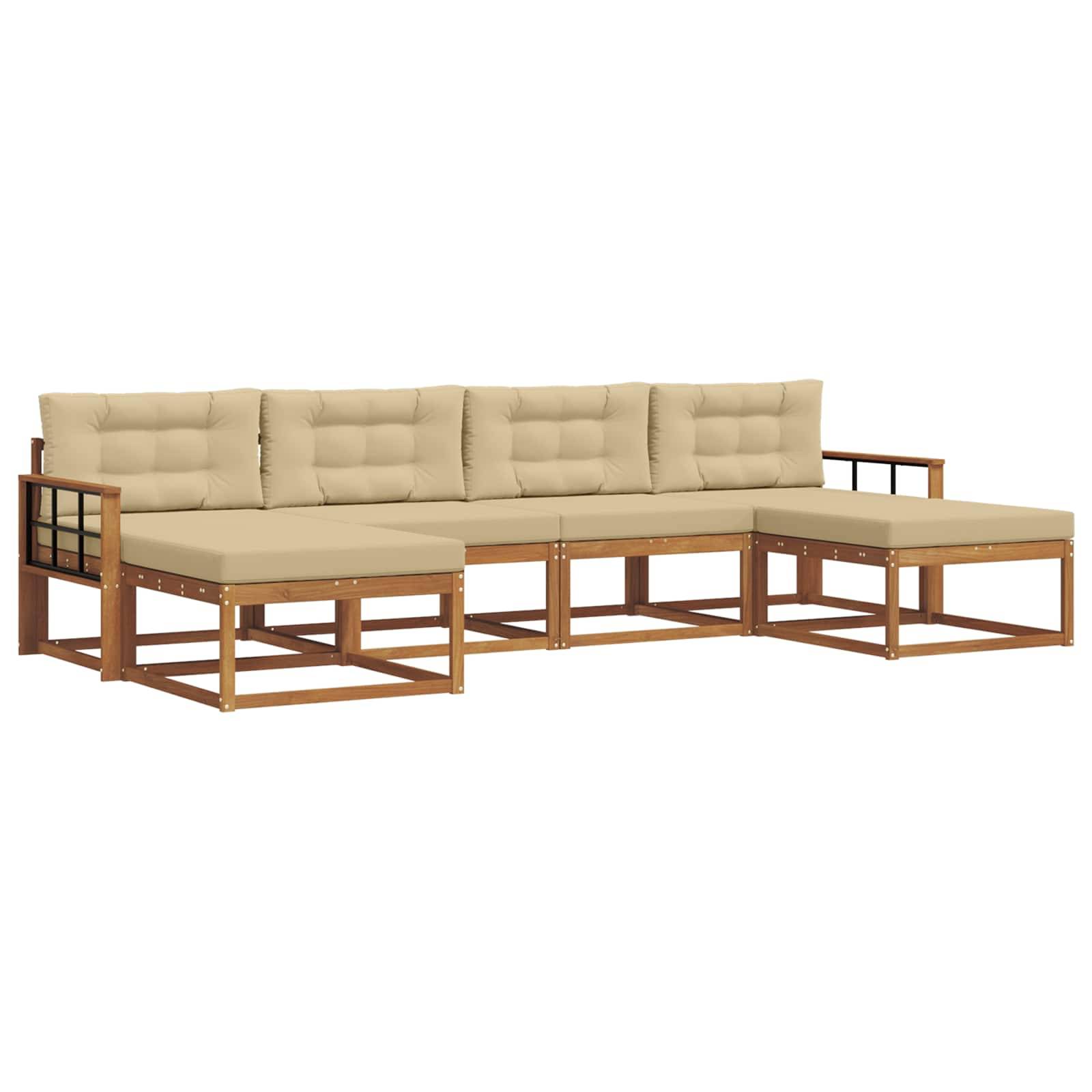 vidaXL Outdoor-Sofagarnitur mit Kissen 6 pcs Natur und Beige