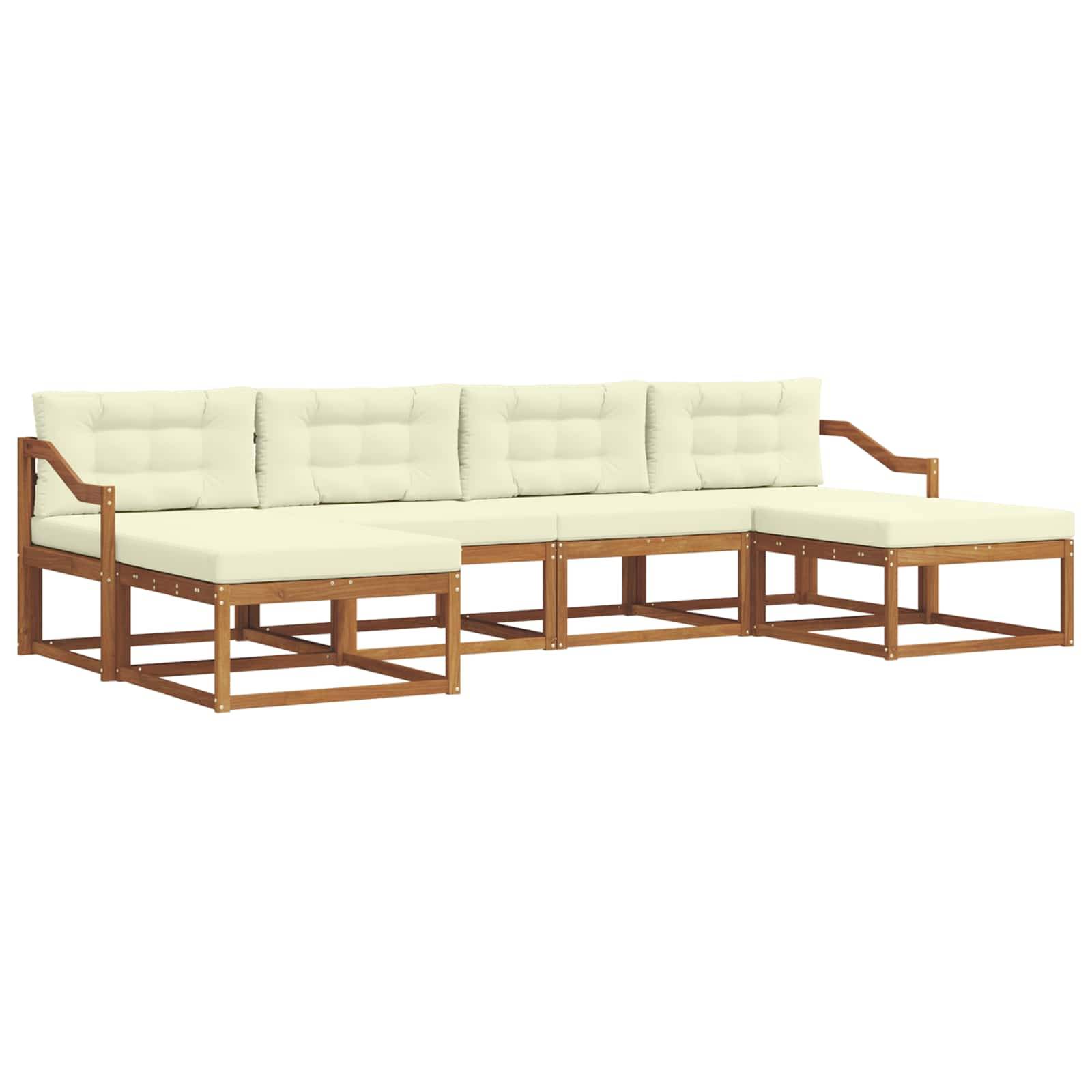 vidaXL Outdoor-Sofagarnitur mit Kissen 6 pcs Natur und Creme