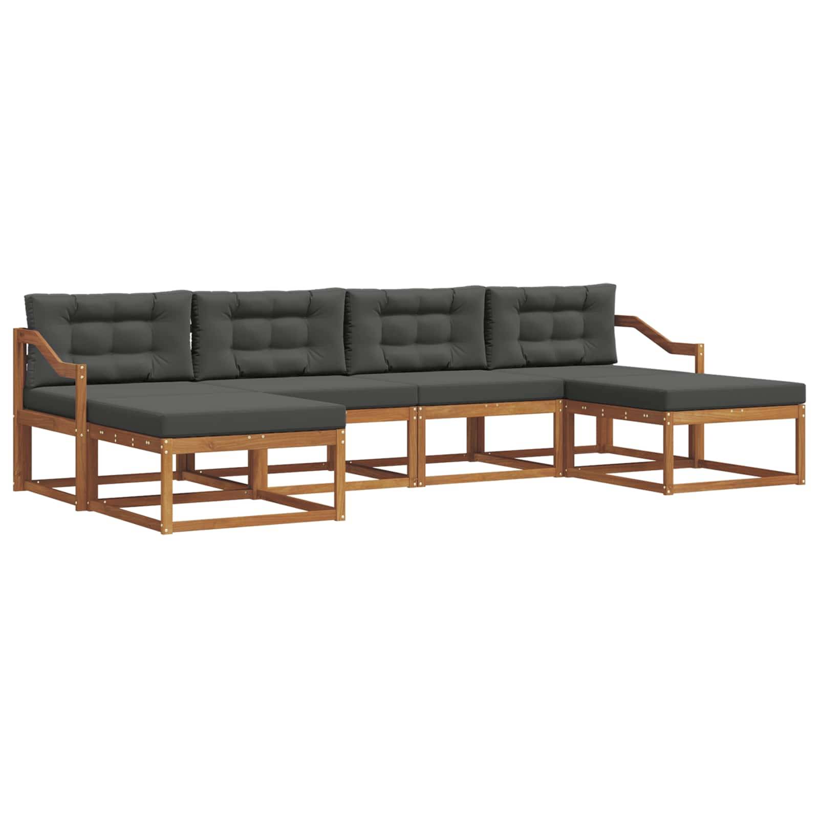 vidaXL Outdoor-Sofagarnitur mit Kissen 6 pcs Natur und Anthrazit