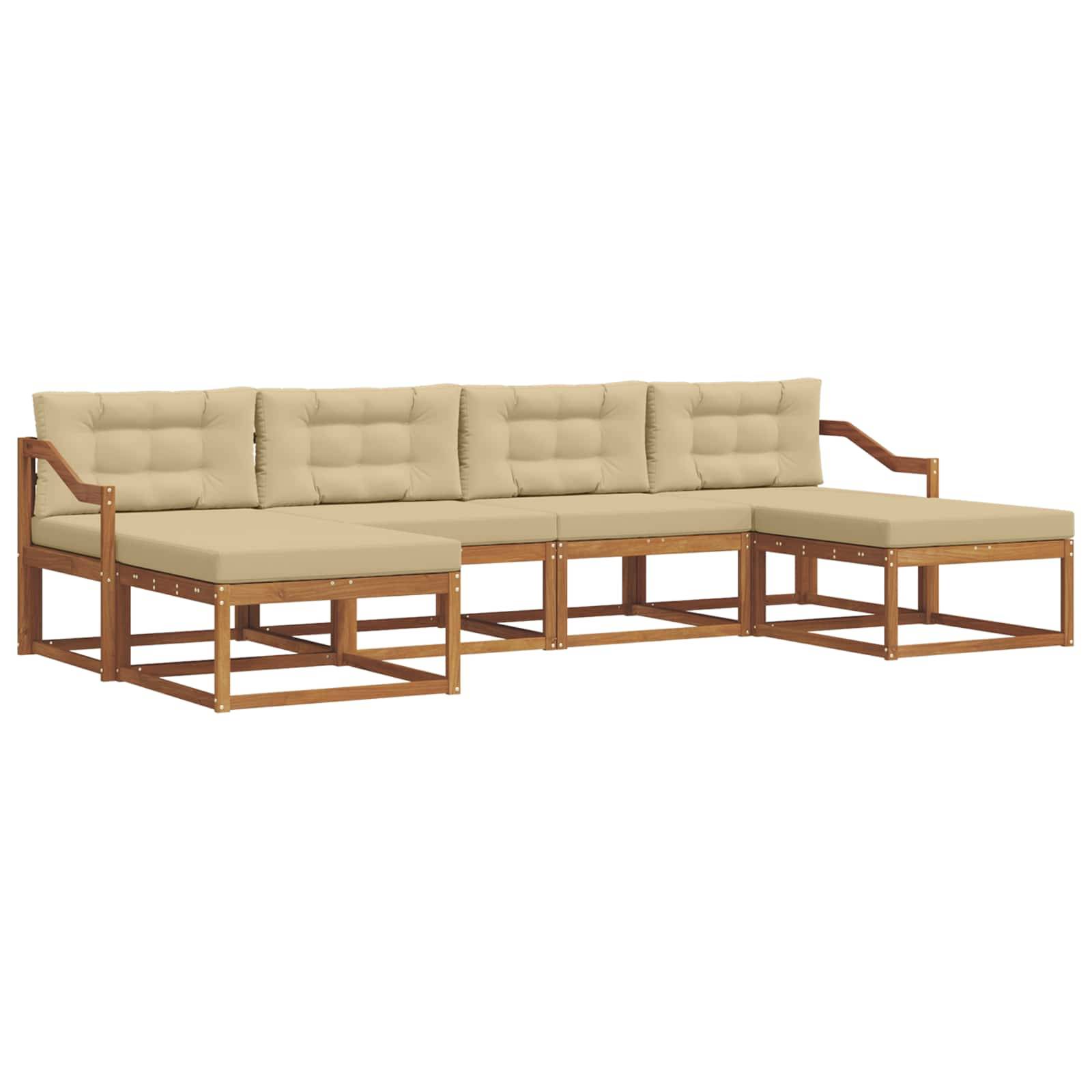 vidaXL Outdoor-Sofagarnitur mit Kissen 6 pcs Natur und Beige
