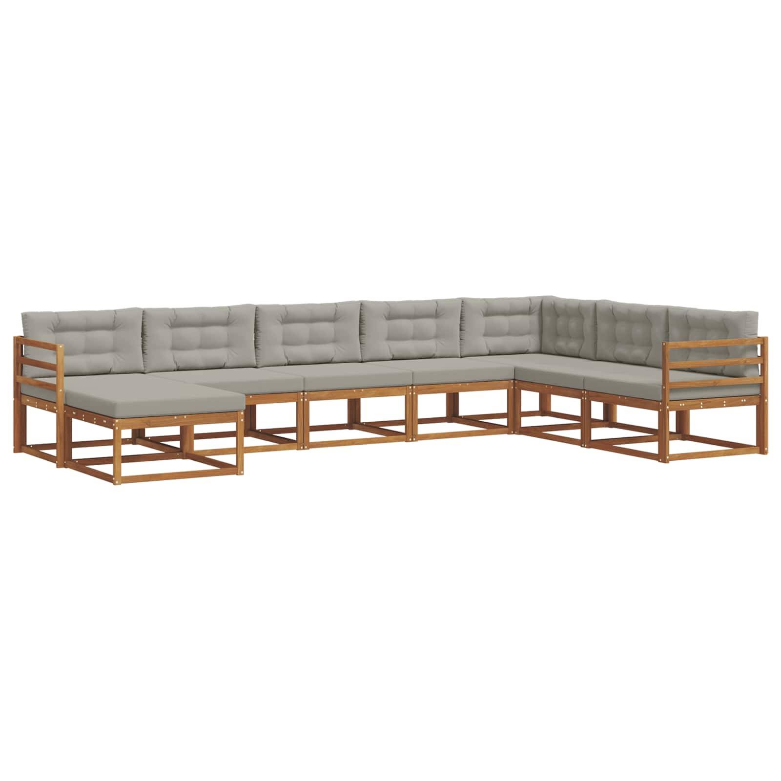 vidaXL Outdoor-Sofagarnitur mit Kissen 8 pcs Natürlich und Hellgrau