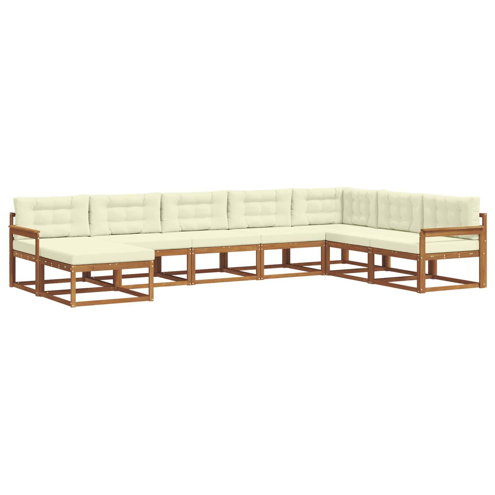 vidaXL Outdoor-Sofagarnitur mit Kissen 8 pcs Natur und Creme