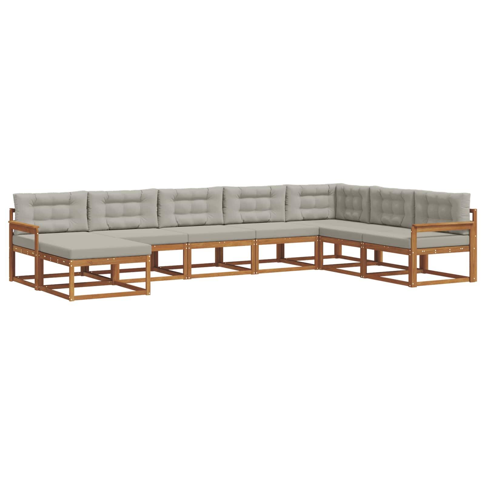 vidaXL Outdoor-Sofagarnitur mit Kissen 8 pcs Natürlich und Hellgrau
