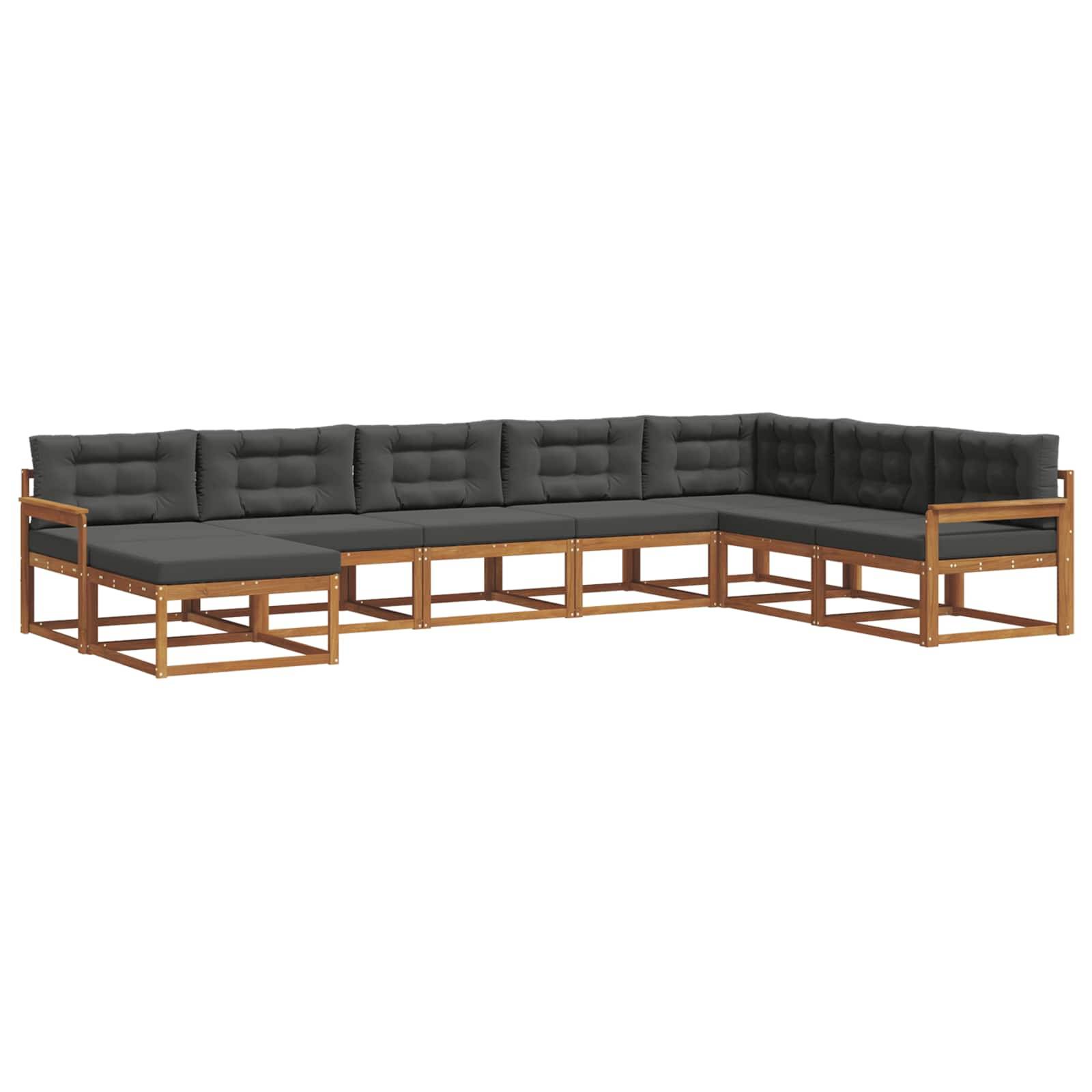 vidaXL Outdoor-Sofagarnitur mit Kissen 8 pcs Natur und Anthrazit
