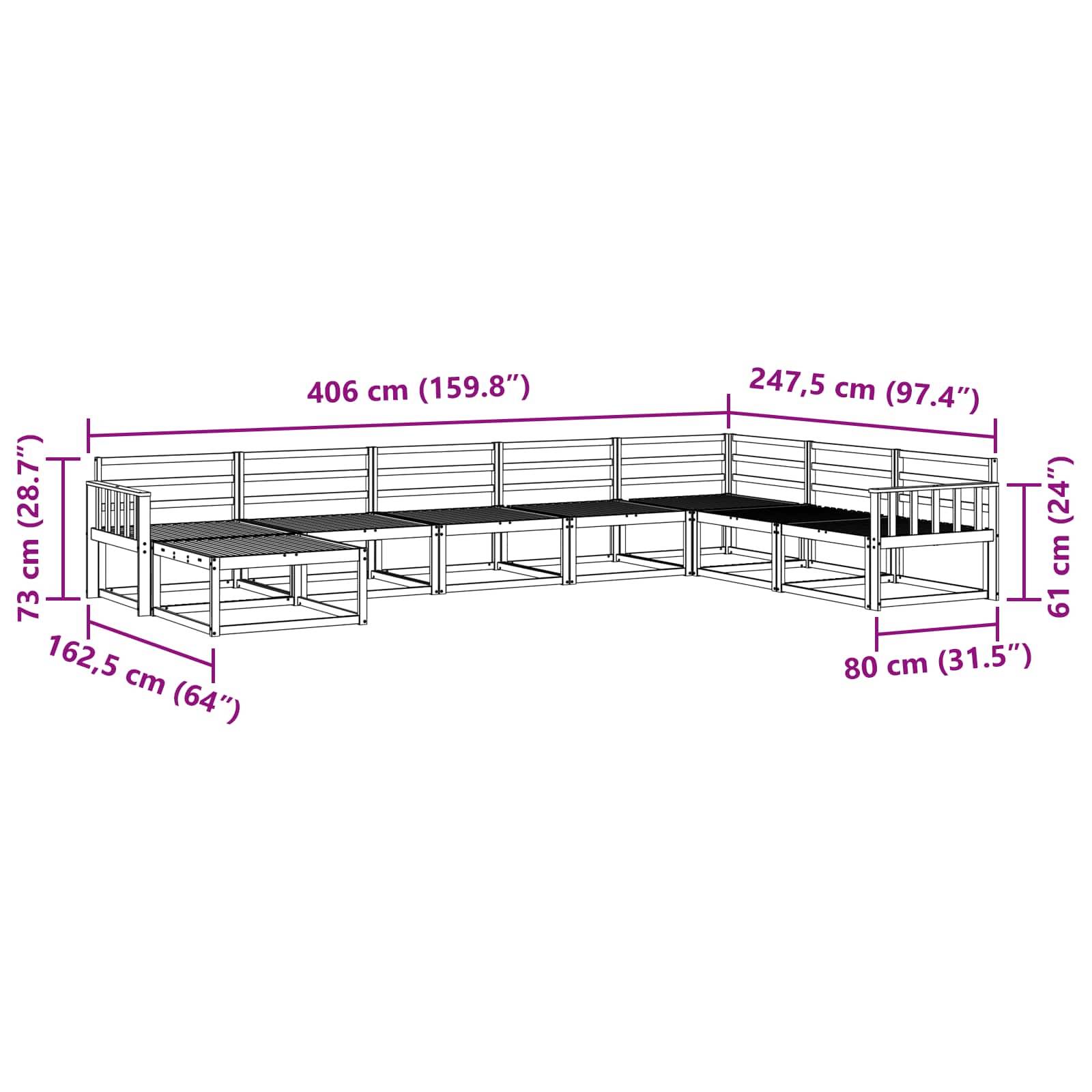vidaXL Outdoor-Sofagarnitur 8 pcs Natur Massivholz Akazie