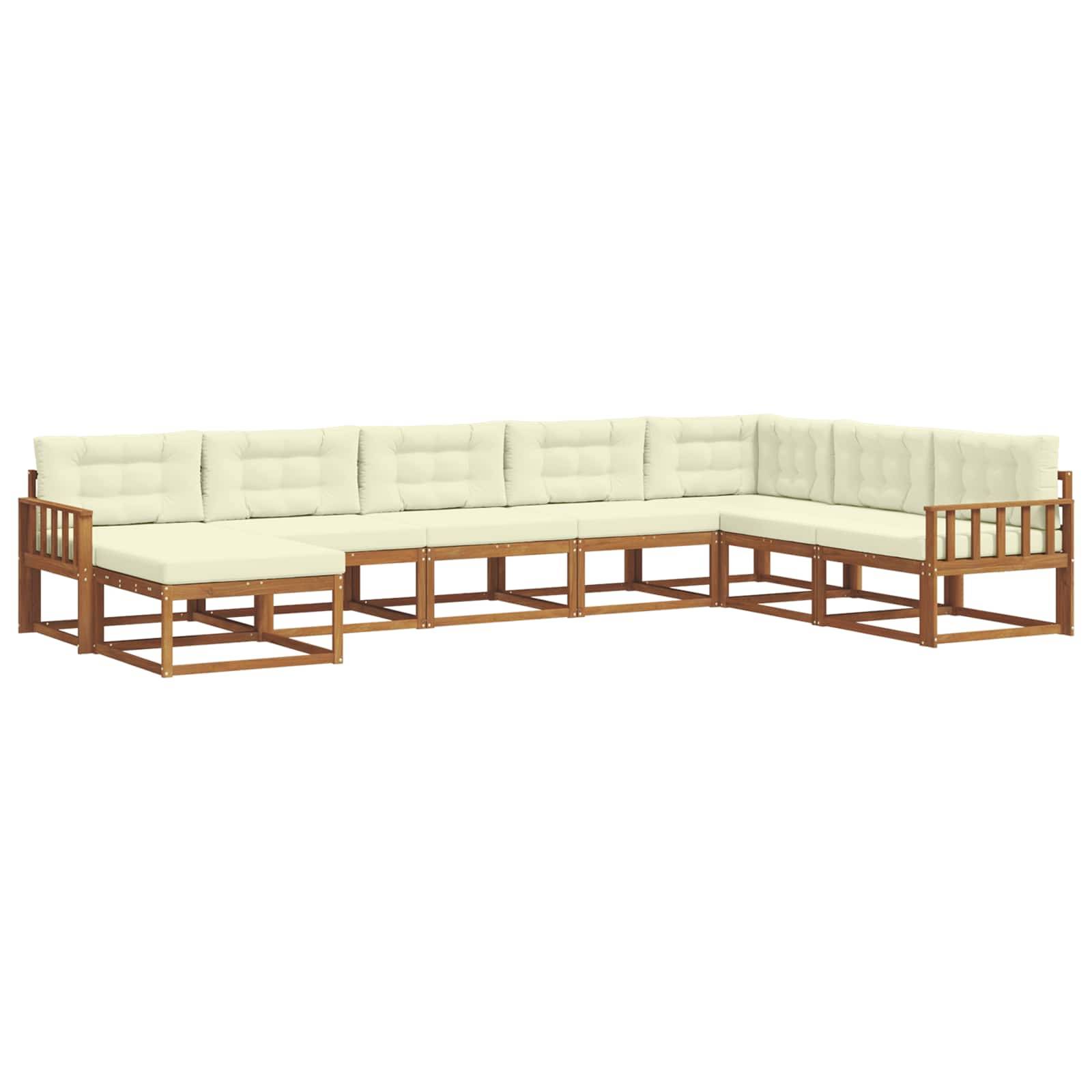 vidaXL Outdoor-Sofagarnitur mit Kissen 8 pcs Natur und Creme