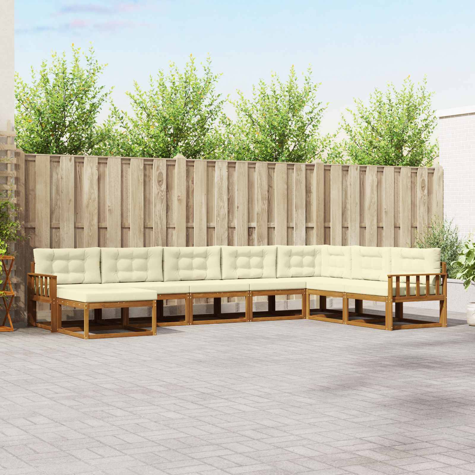 vidaXL Outdoor-Sofagarnitur mit Kissen 8 pcs Natur und Creme