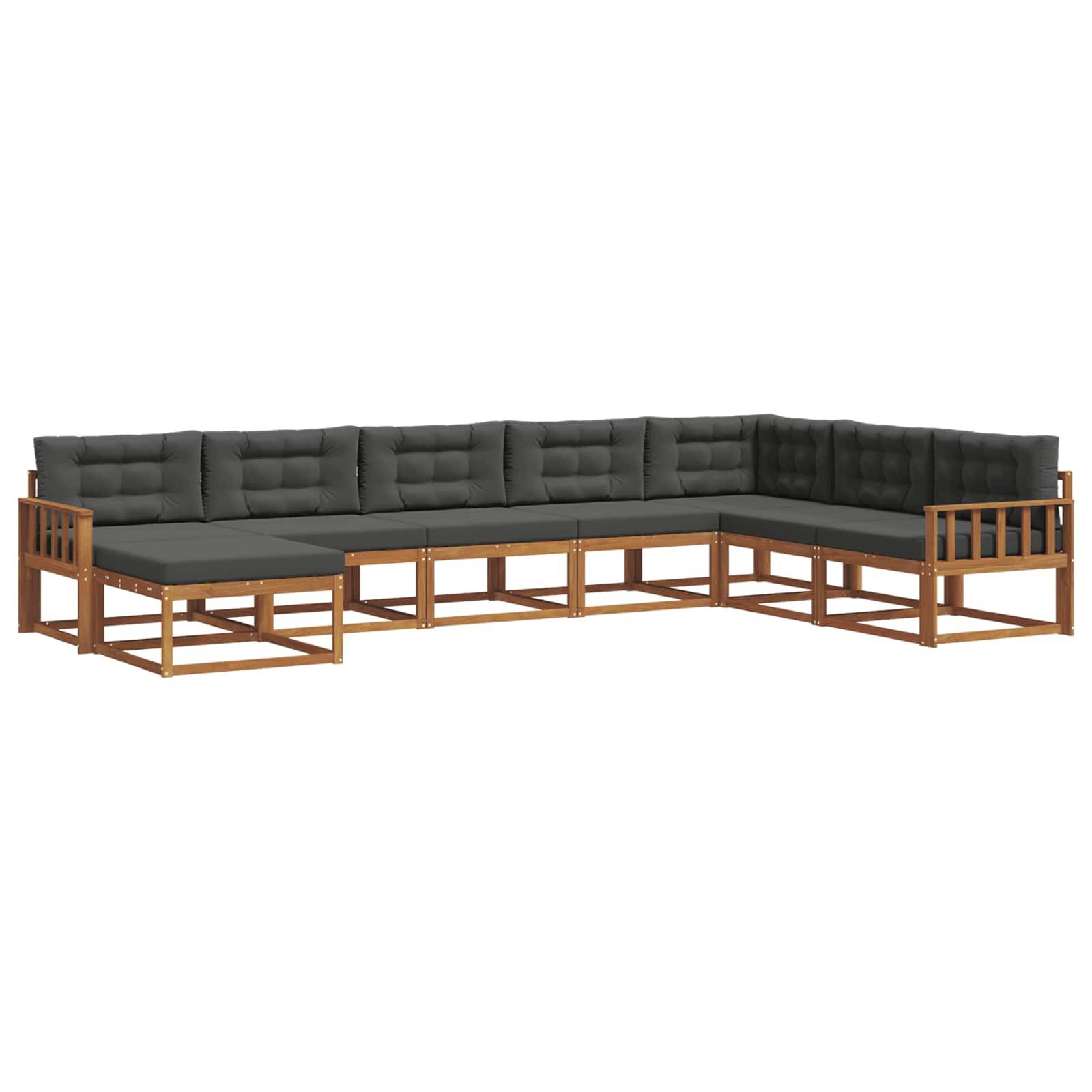 vidaXL Outdoor-Sofagarnitur mit Kissen 8 pcs Natur und Anthrazit