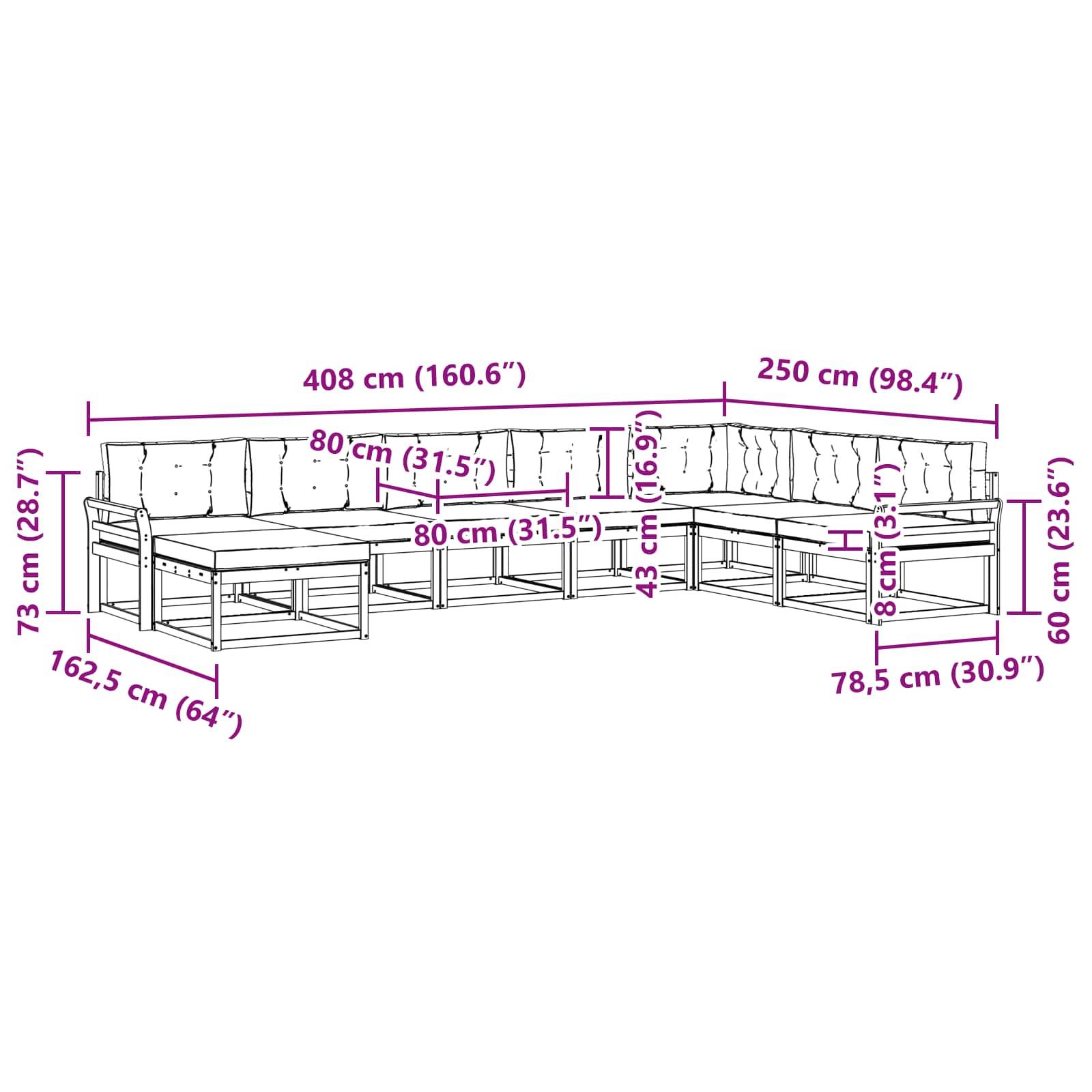 vidaXL Outdoor-Sofagarnitur 8 pcs Weiß und Beige