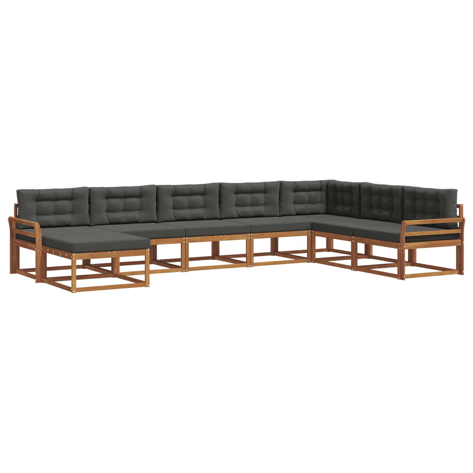 vidaXL Outdoor-Sofagarnitur mit Kissen 8 pcs Natur und Anthrazit