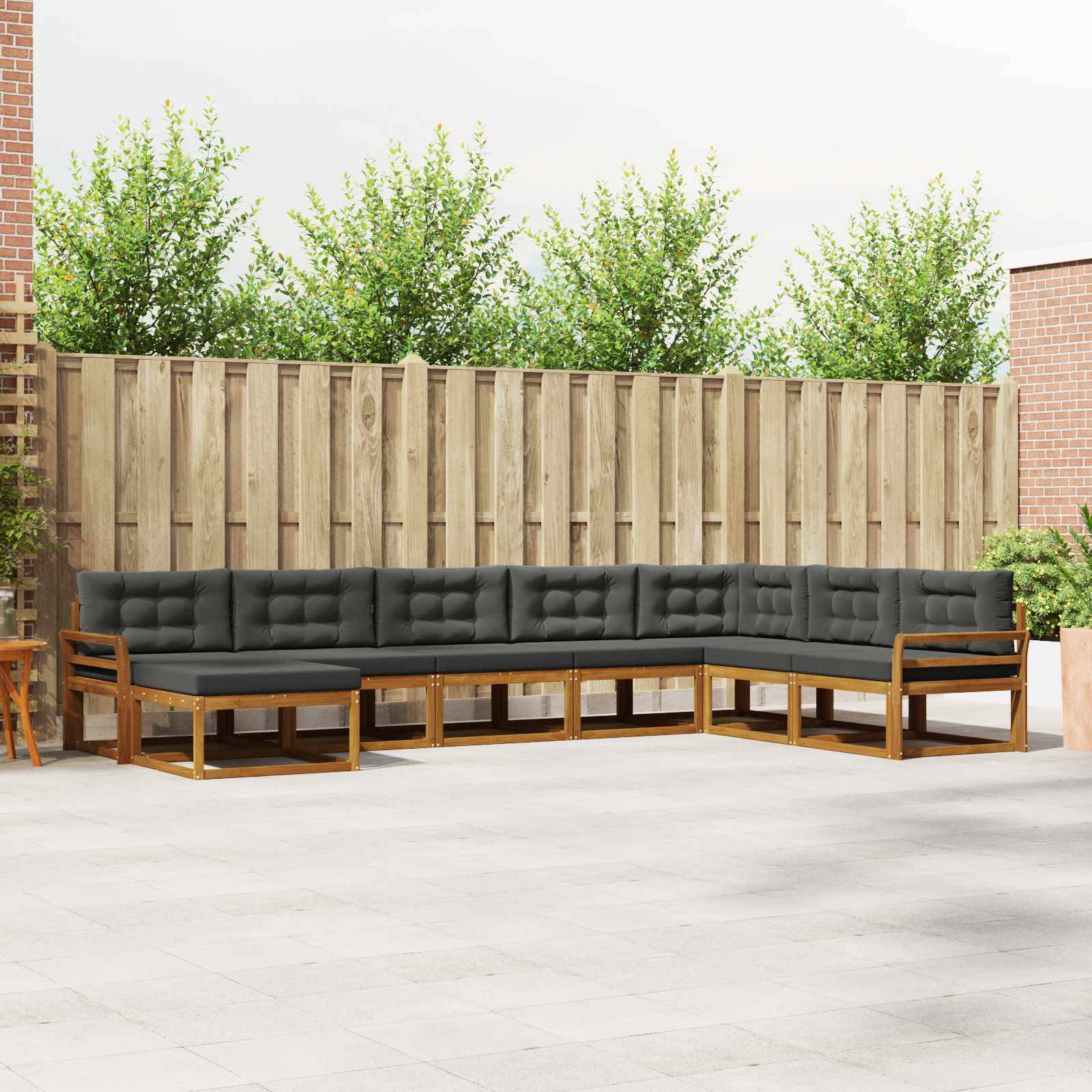 vidaXL Outdoor-Sofagarnitur mit Kissen 8 pcs Natur und Anthrazit