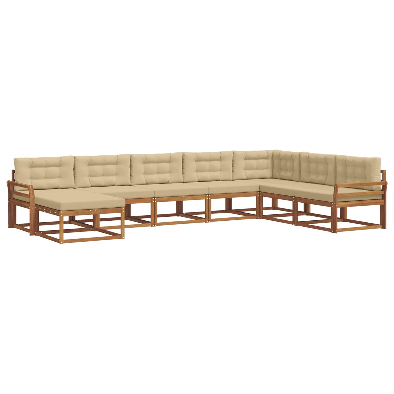 vidaXL Outdoor-Sofagarnitur mit Kissen 8 pcs Natur und Beige