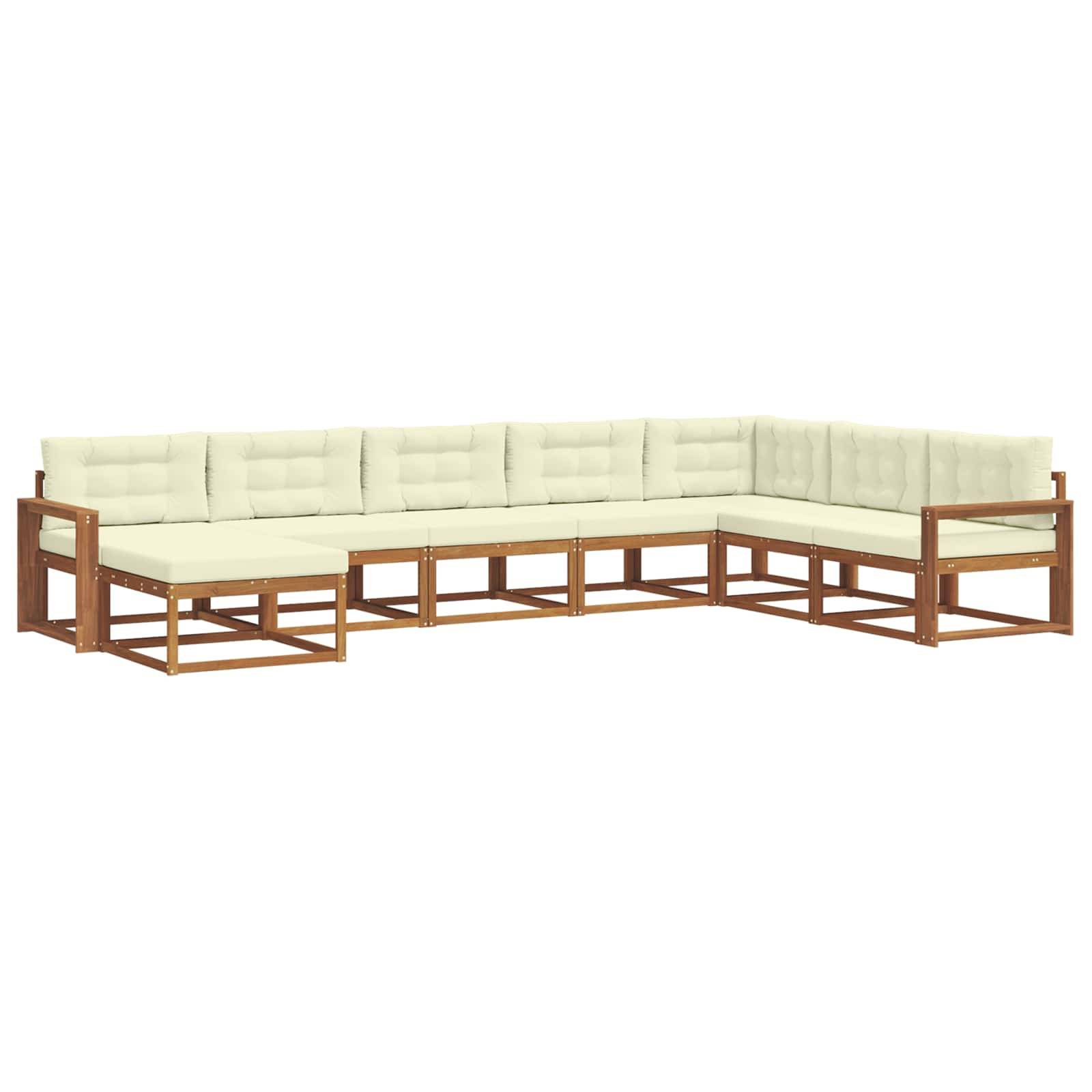 vidaXL Outdoor-Sofagarnitur mit Kissen 8 pcs Natur und Creme