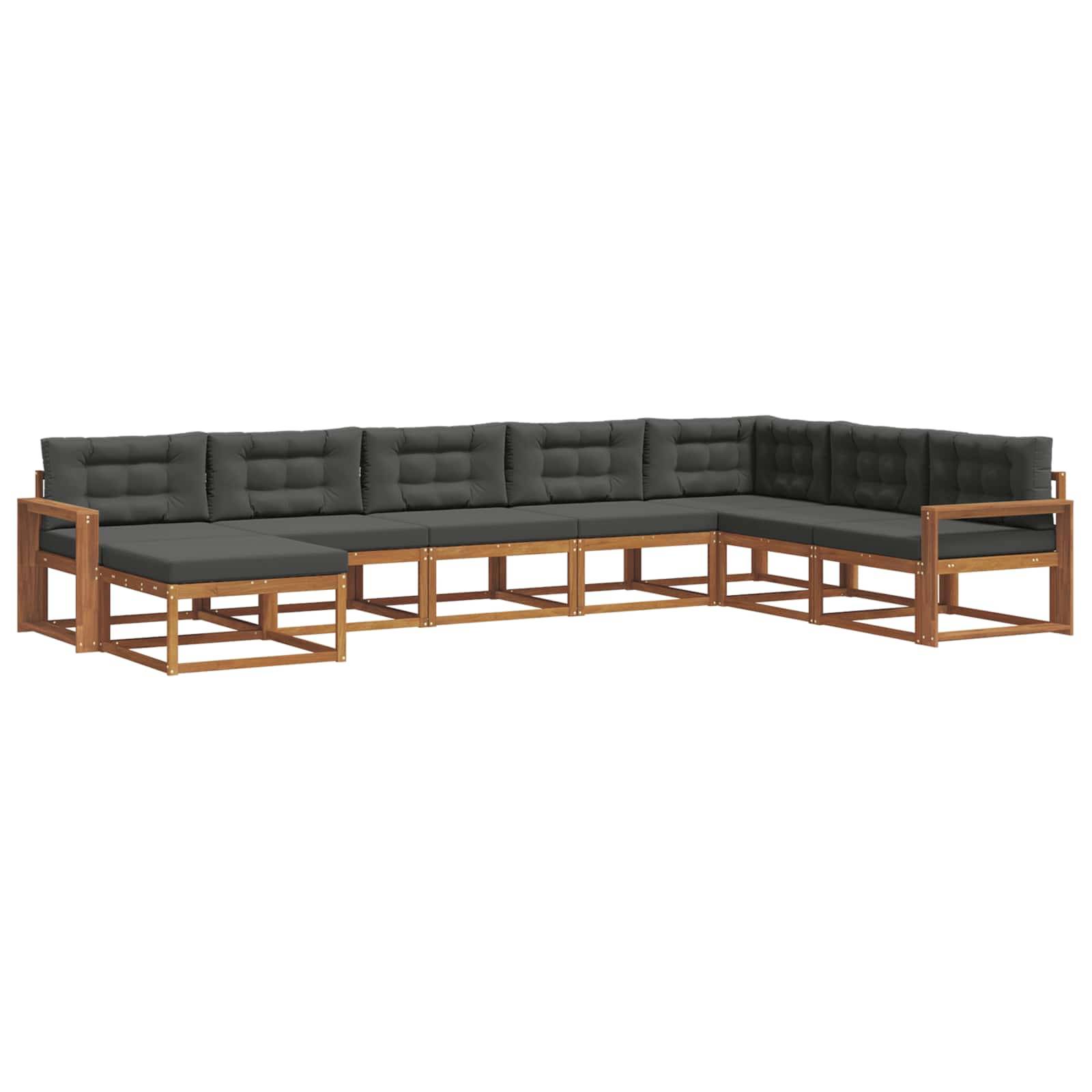 vidaXL Outdoor-Sofagarnitur mit Kissen 8 pcs Natur und Anthrazit