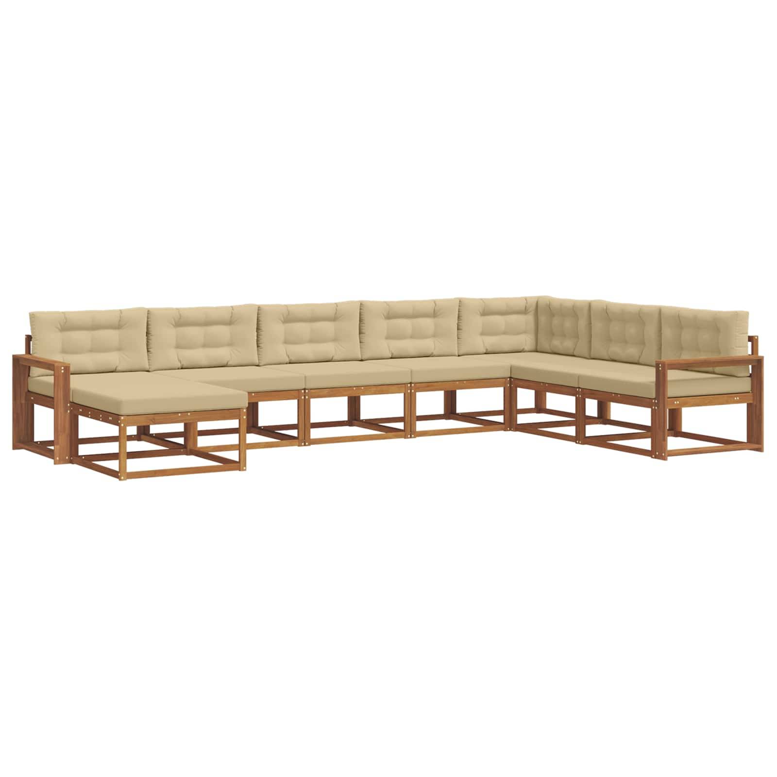 vidaXL Outdoor-Sofagarnitur mit Kissen 8 pcs Natur und Beige