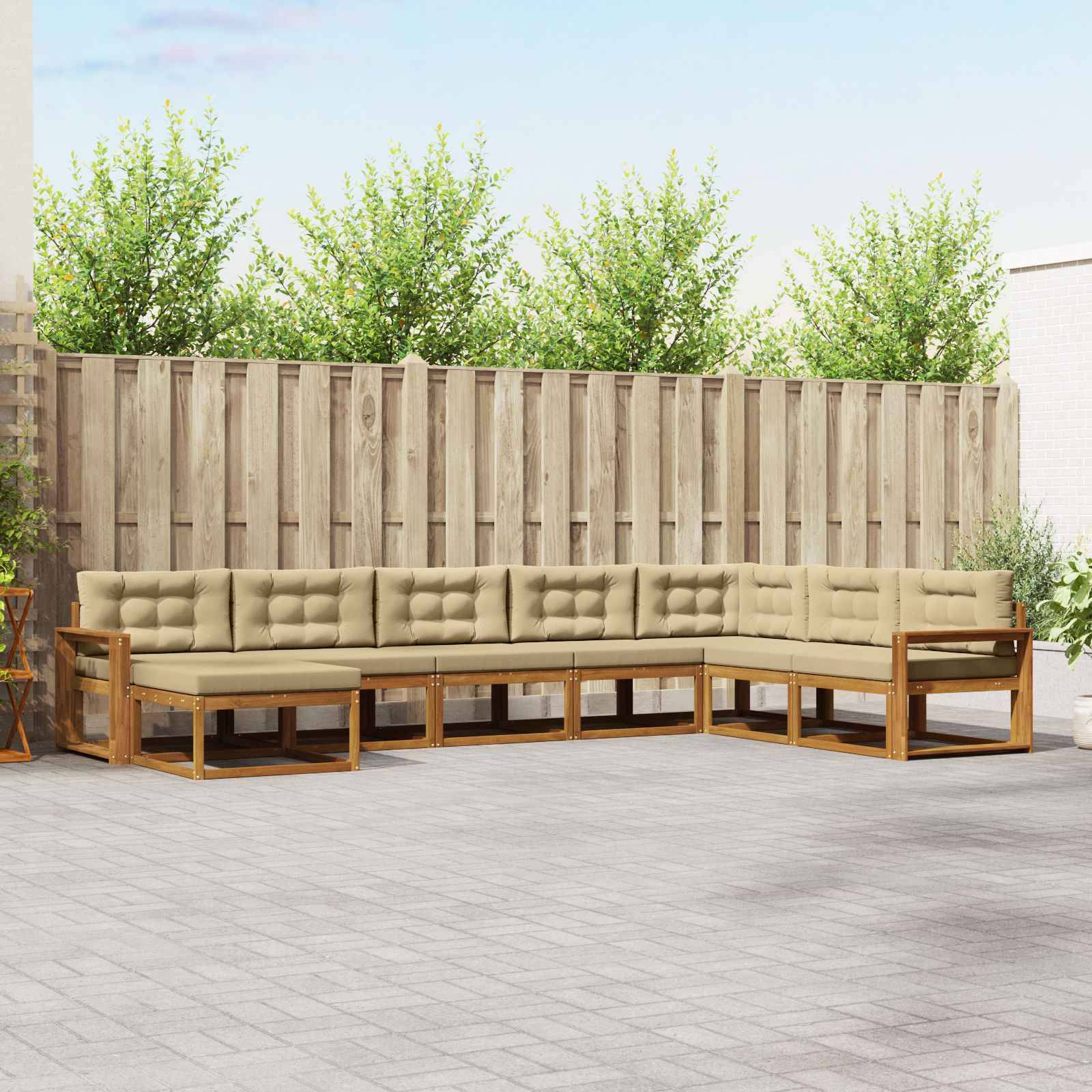 vidaXL Outdoor-Sofagarnitur mit Kissen 8 pcs Natur und Beige