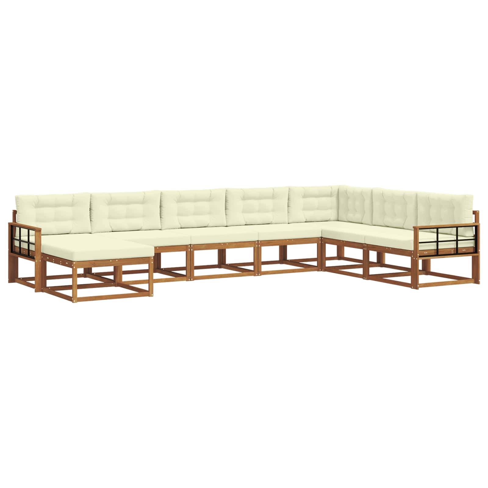 vidaXL Outdoor-Sofagarnitur mit Kissen 8 pcs Natur und Creme