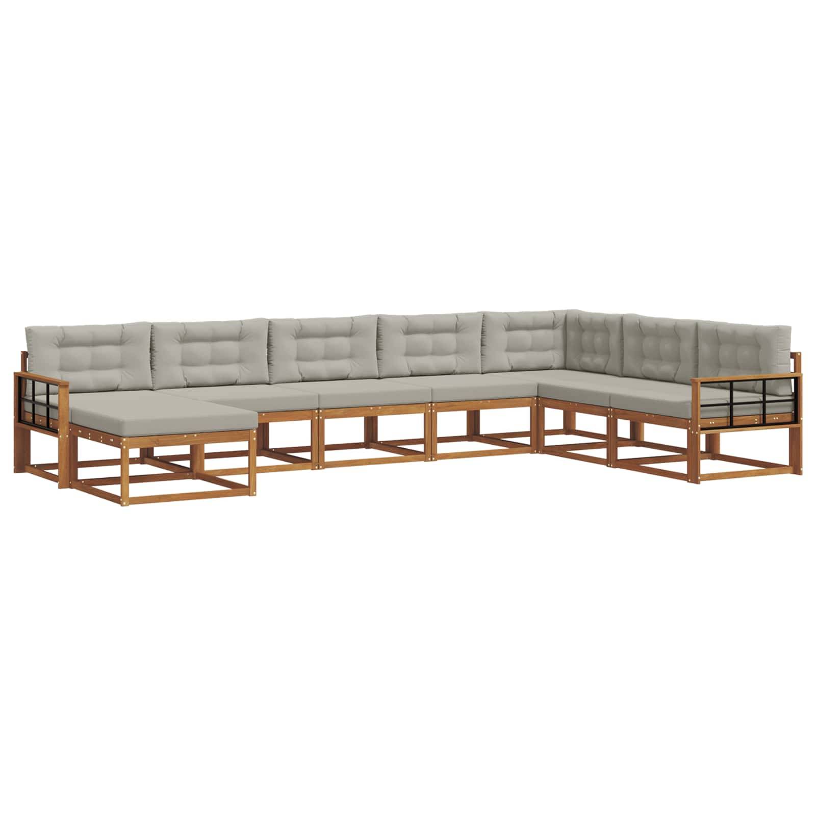 vidaXL Outdoor-Sofagarnitur mit Kissen 8 pcs Natürlich und Hellgrau