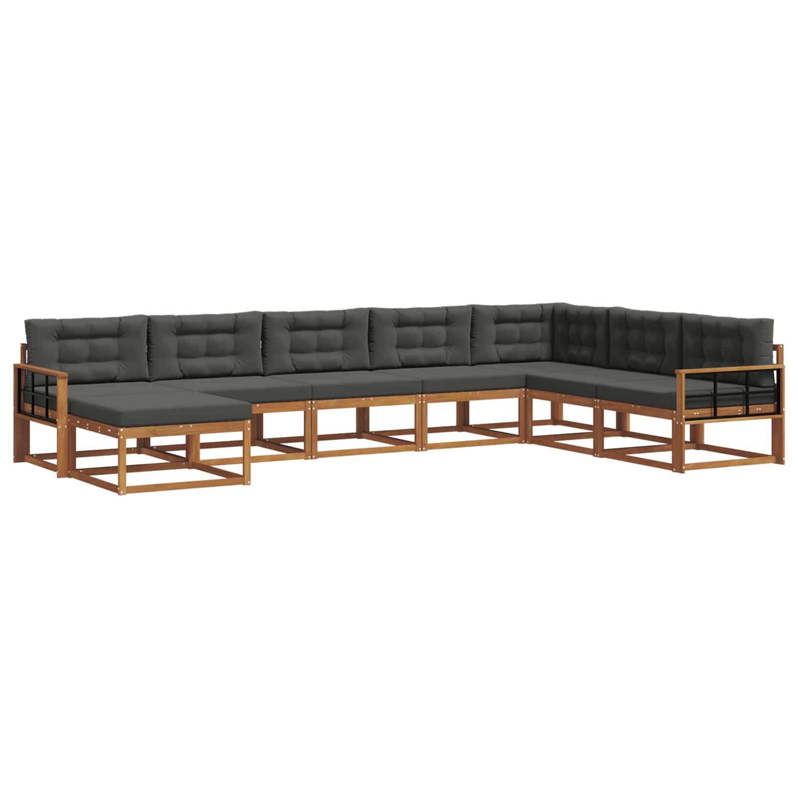 vidaXL Outdoor-Sofagarnitur mit Kissen 8 pcs Natur und Anthrazit