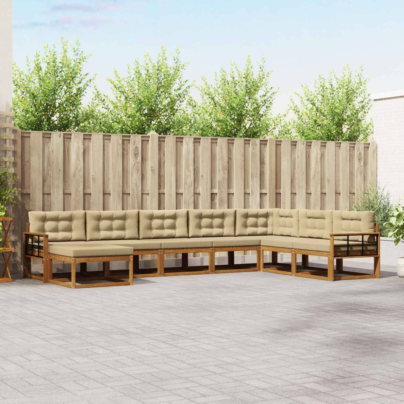 vidaXL Outdoor-Sofagarnitur mit Kissen 8 pcs Natur und Beige