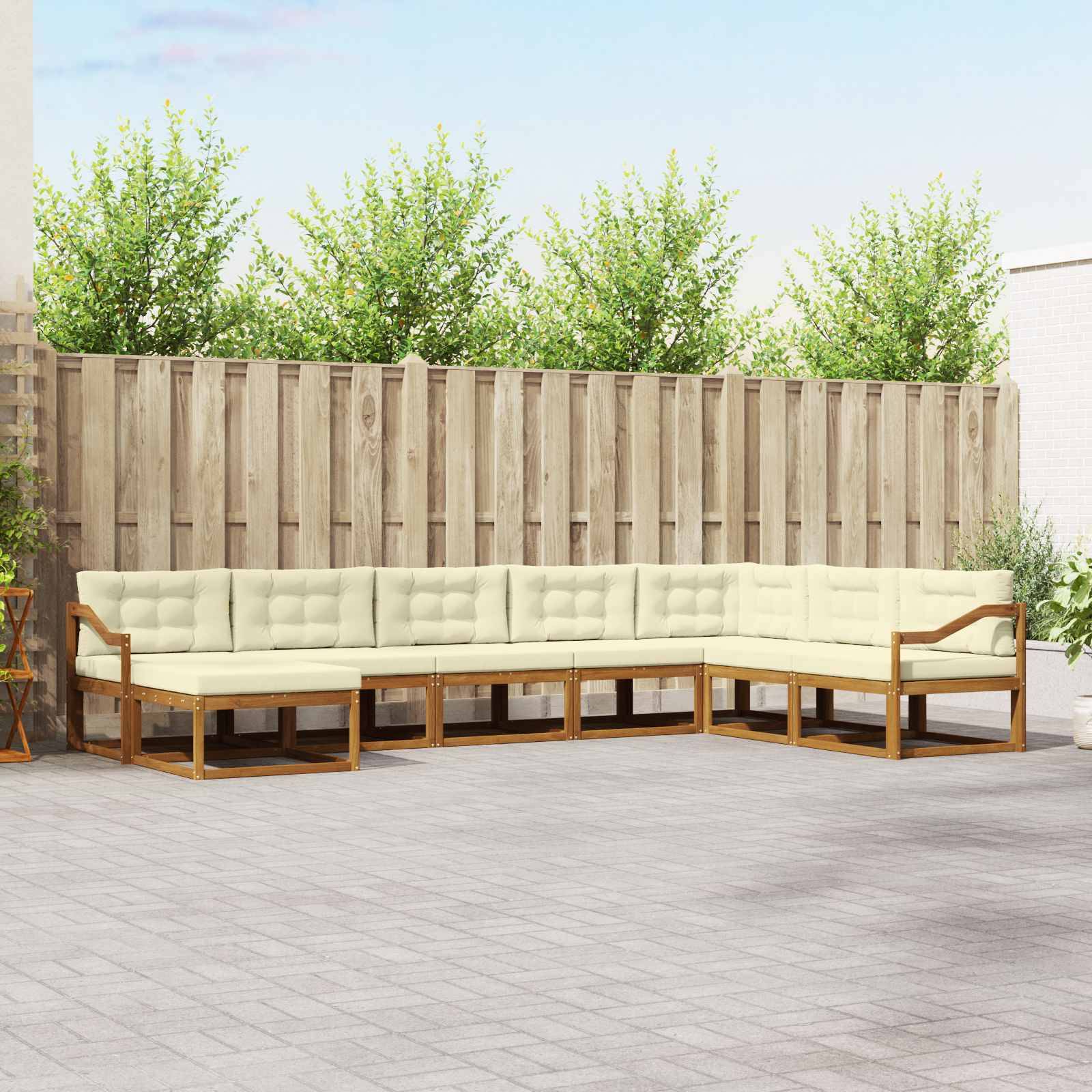 vidaXL Outdoor-Sofagarnitur mit Kissen 8 pcs Natur und Creme