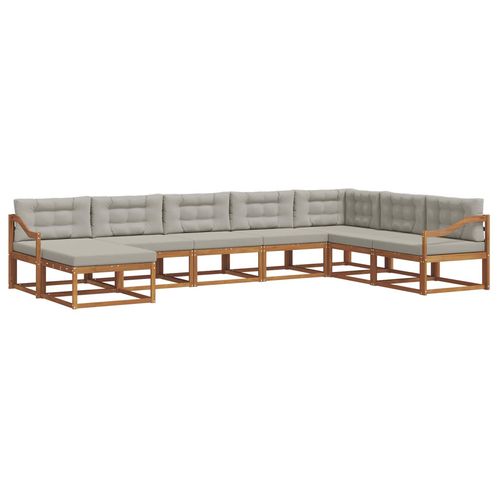 vidaXL Outdoor-Sofagarnitur mit Kissen 8 pcs Natürlich und Hellgrau