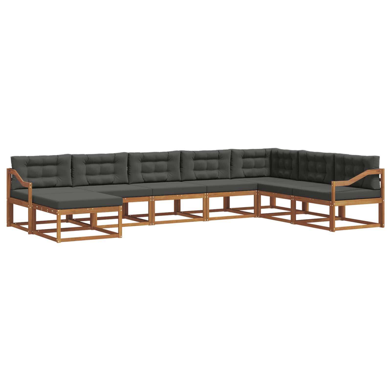 vidaXL Outdoor-Sofagarnitur mit Kissen 8 pcs Natur und Anthrazit