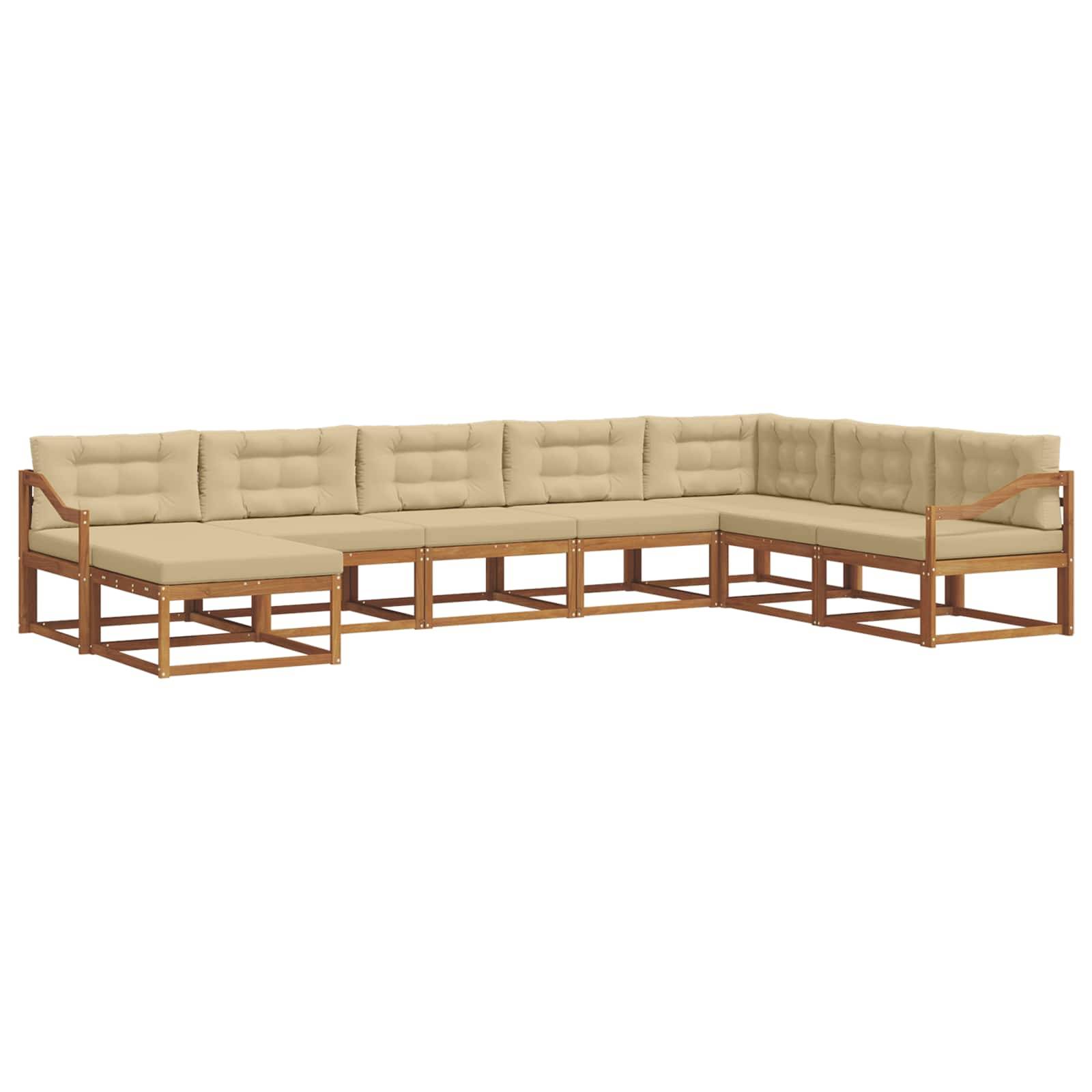 vidaXL Outdoor-Sofagarnitur mit Kissen 8 pcs Natur und Beige