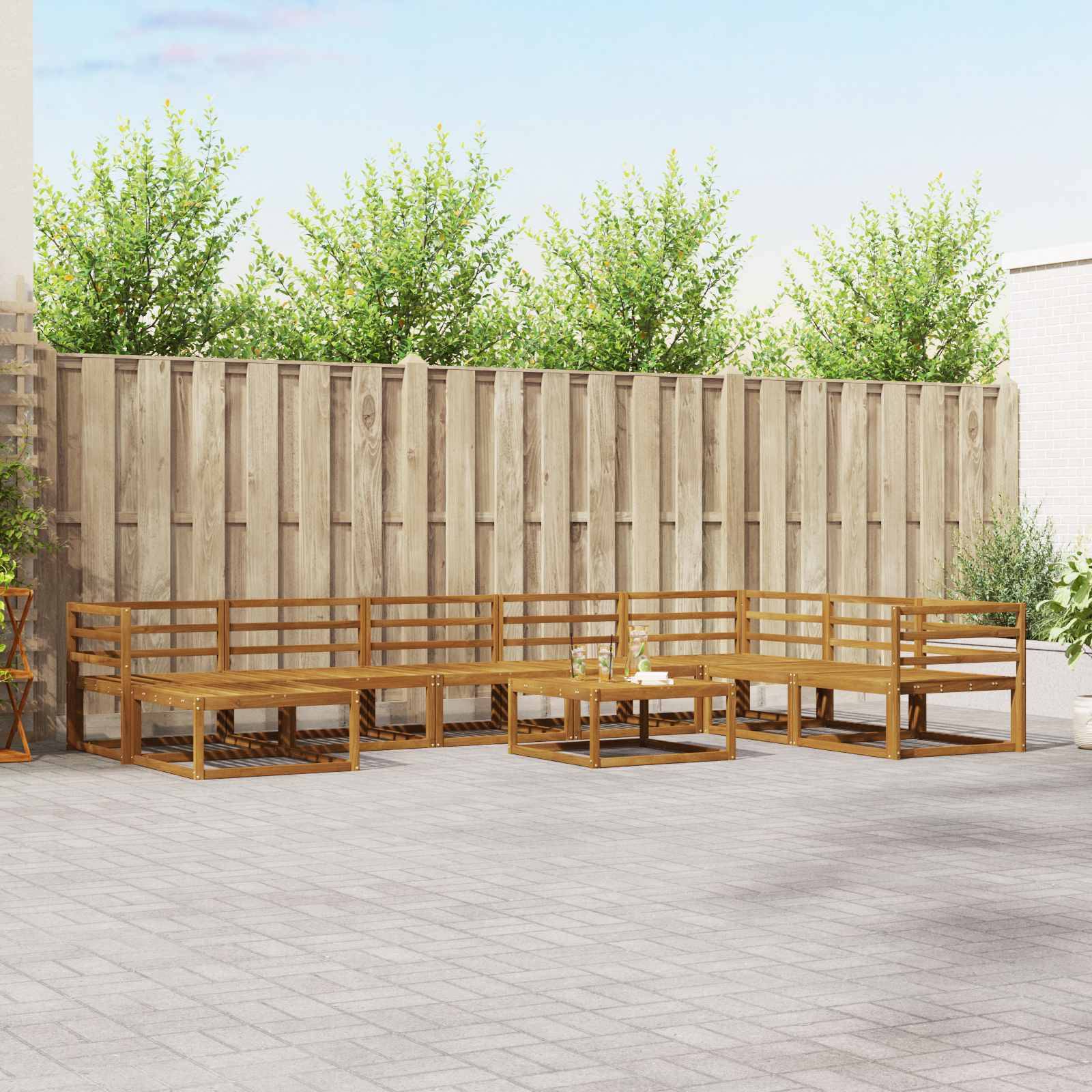 vidaXL Outdoor-Sofagarnitur 9 pcs Natur Massivholz Akazie