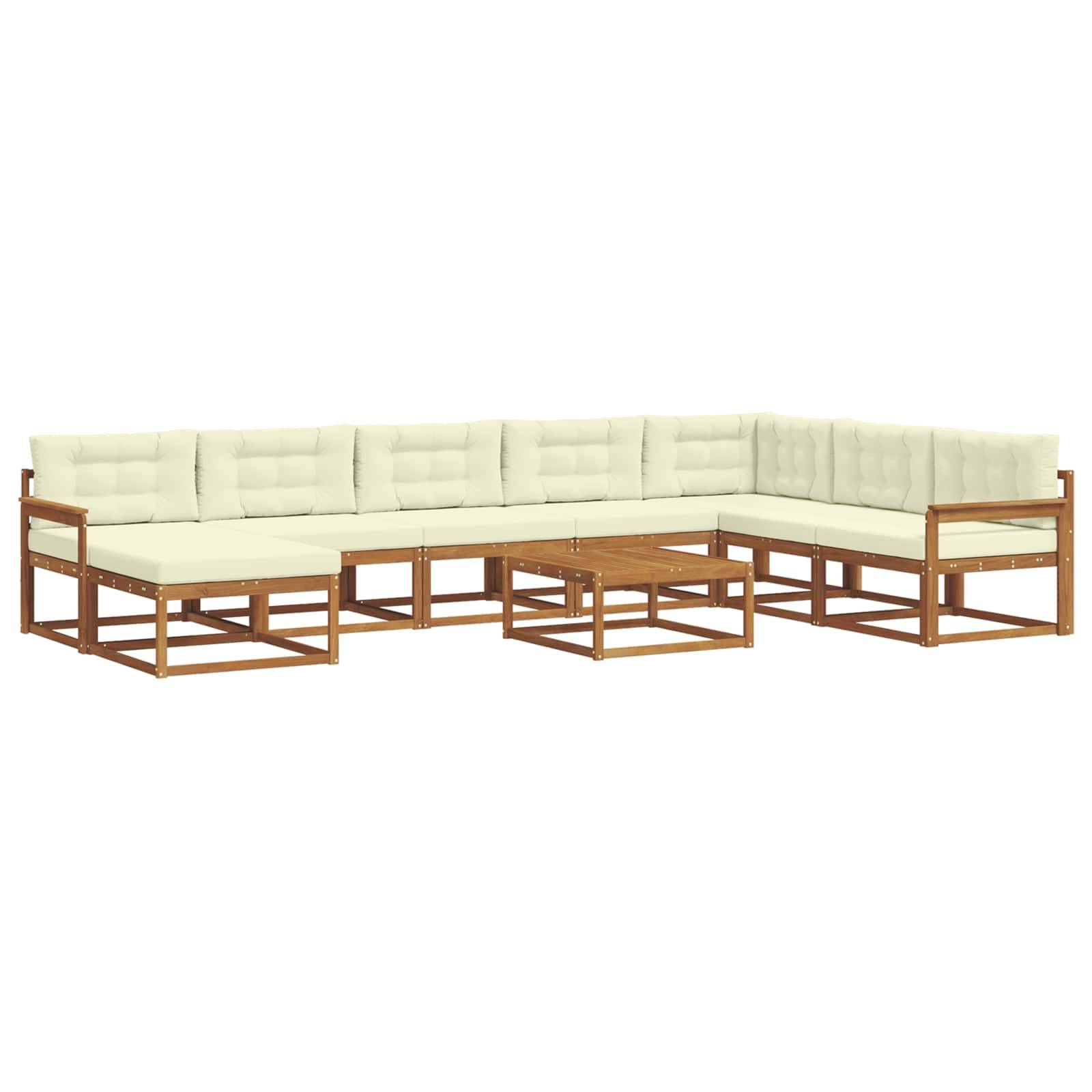 vidaXL Outdoor-Sofagarnitur mit Kissen 9 pcs Natur und Creme