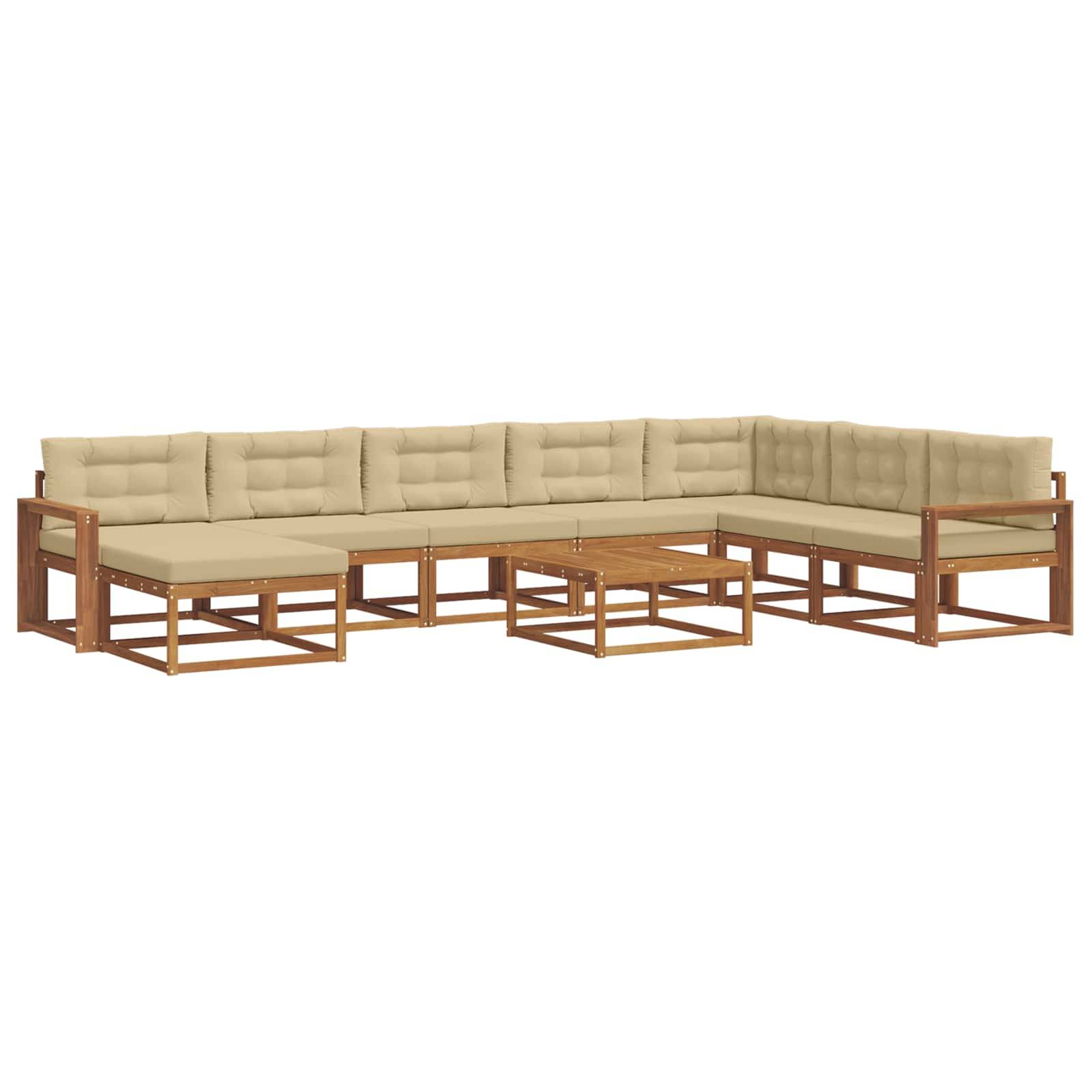 vidaXL Outdoor-Sofagarnitur mit Kissen 9 pcs Natur und Beige