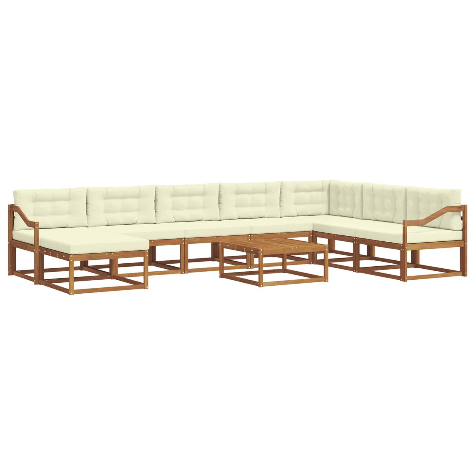 vidaXL Outdoor-Sofagarnitur mit Kissen 9 pcs Natur und Creme