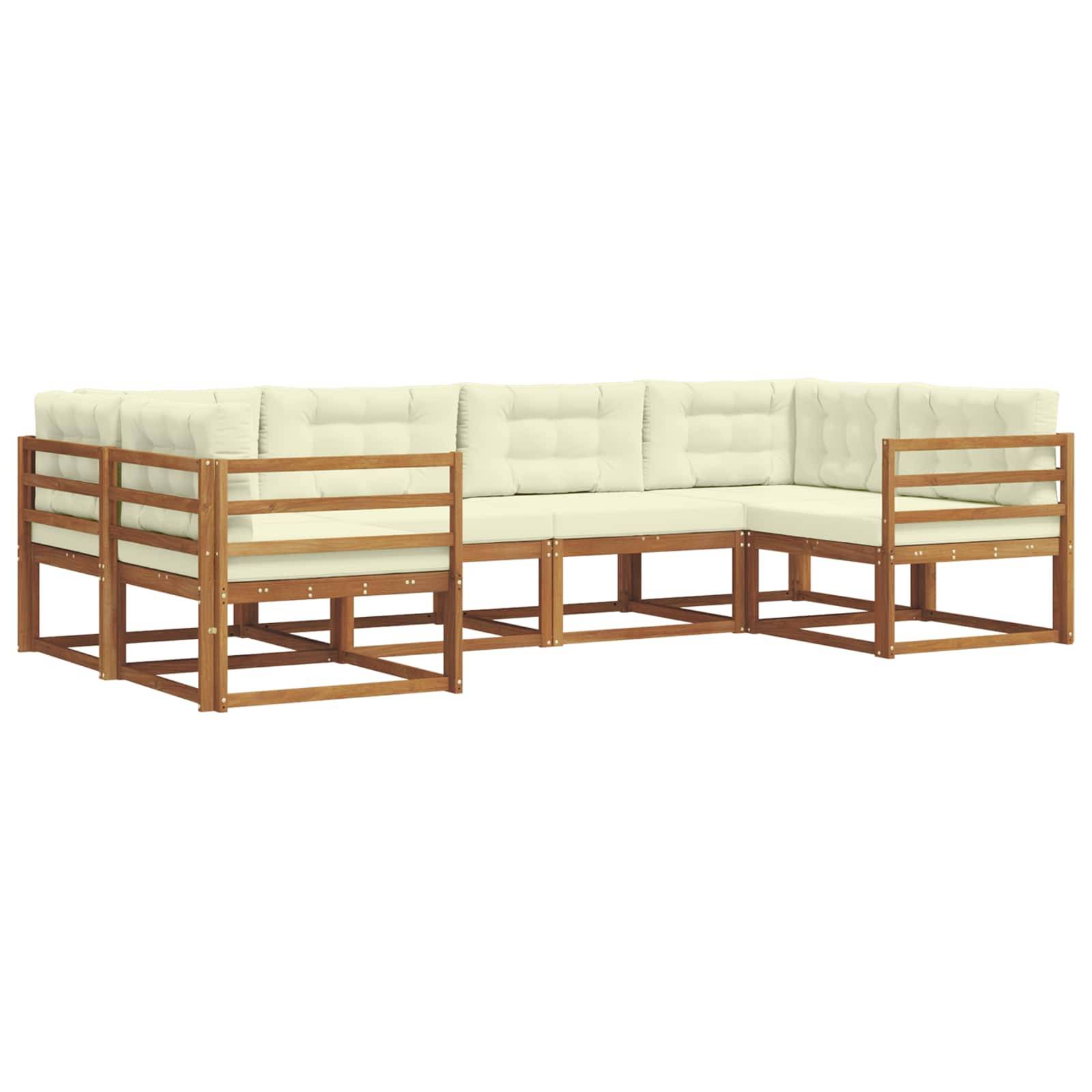 vidaXL Outdoor-Sofagarnitur mit Kissen 6 pcs Natur und Creme