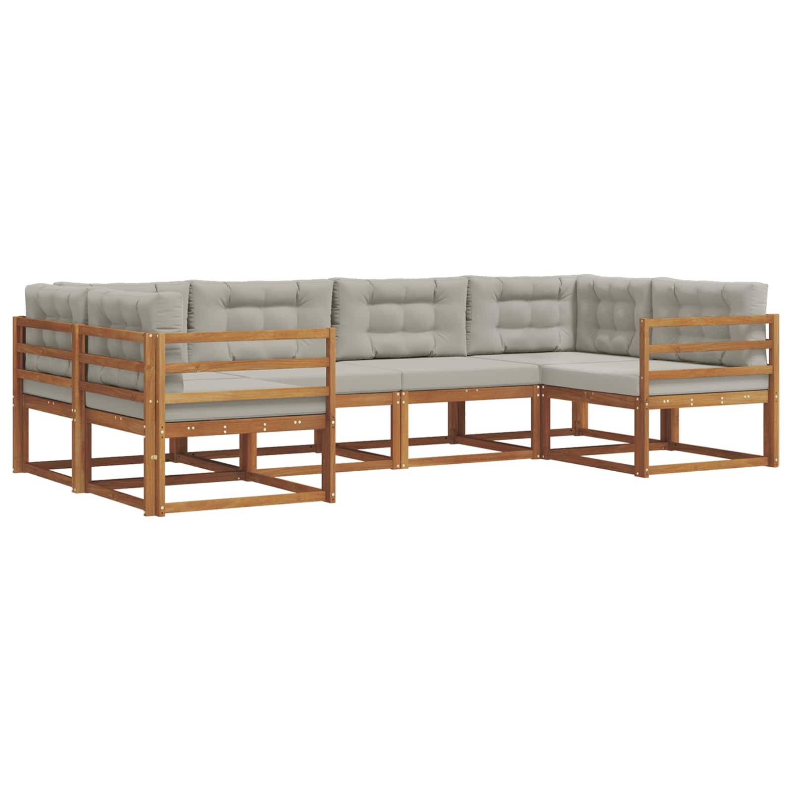 vidaXL Outdoor-Sofagarnitur mit Kissen 6 pcs Natürlich und Hellgrau