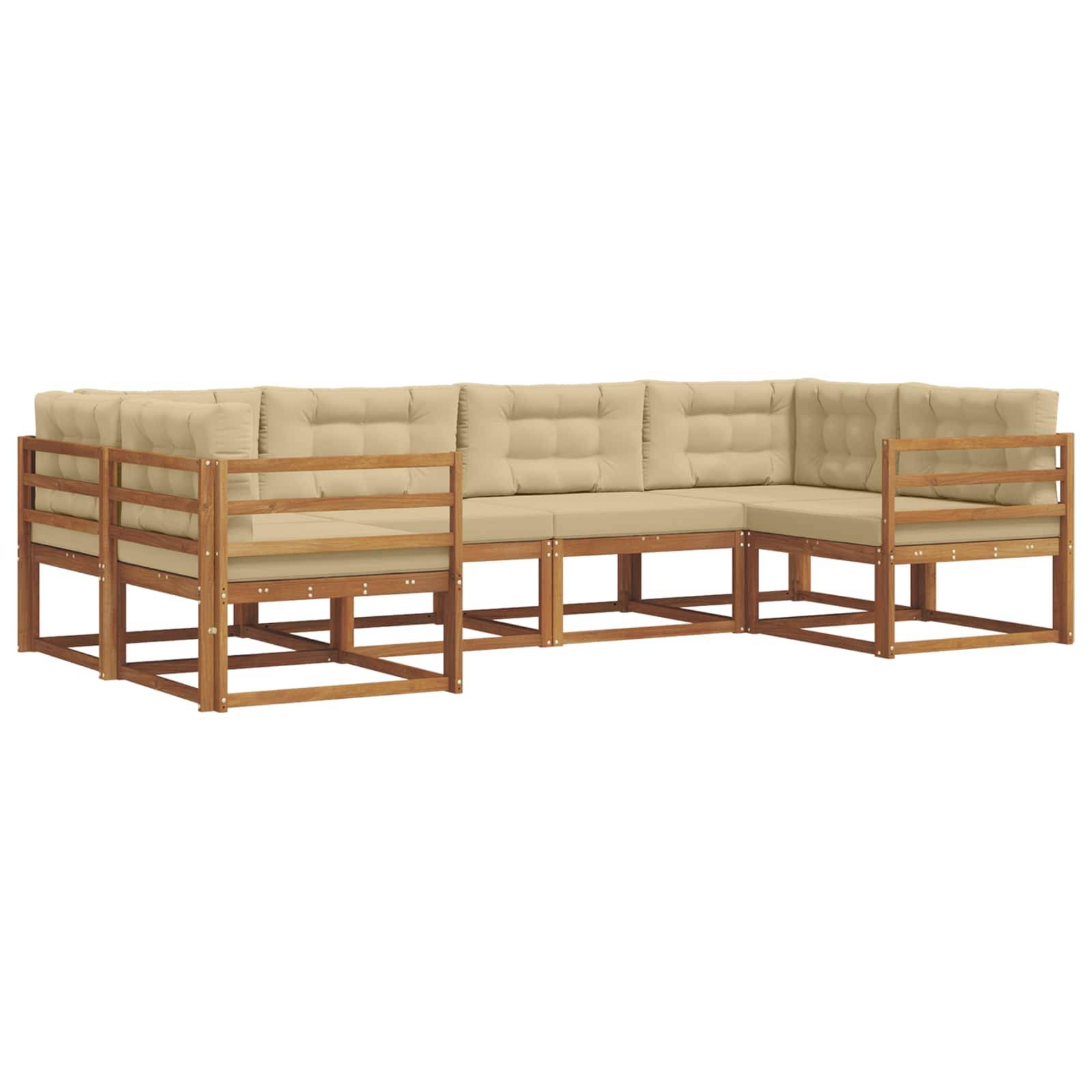 vidaXL Outdoor-Sofagarnitur mit Kissen 6 pcs Natur und Beige