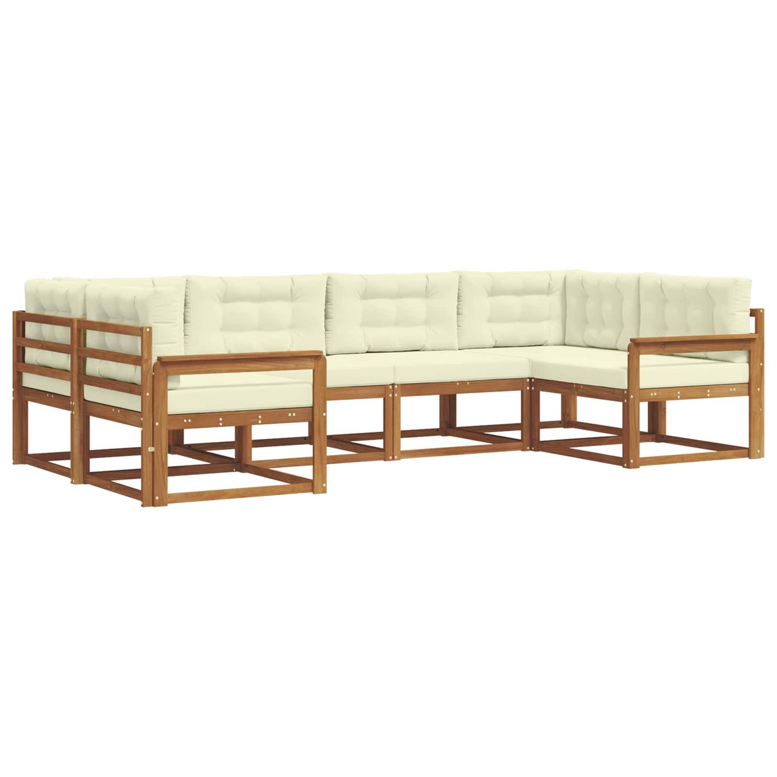 vidaXL Outdoor-Sofagarnitur mit Kissen 6 pcs Natur und Creme