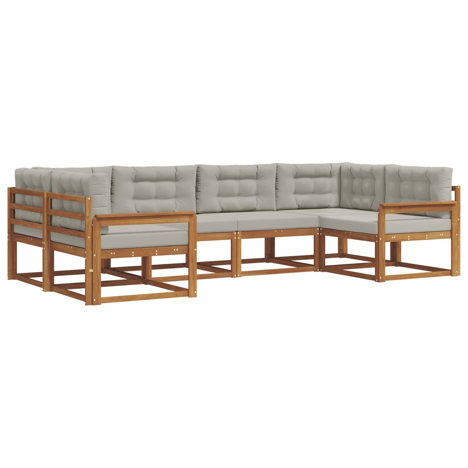 vidaXL Outdoor-Sofagarnitur mit Kissen 6 pcs Natürlich und Hellgrau