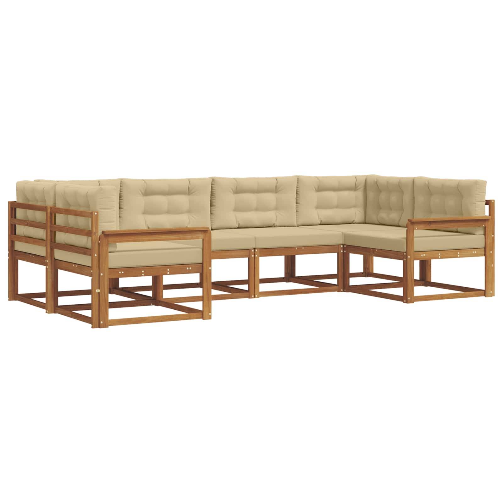 vidaXL Outdoor-Sofagarnitur mit Kissen 6 pcs Natur und Beige