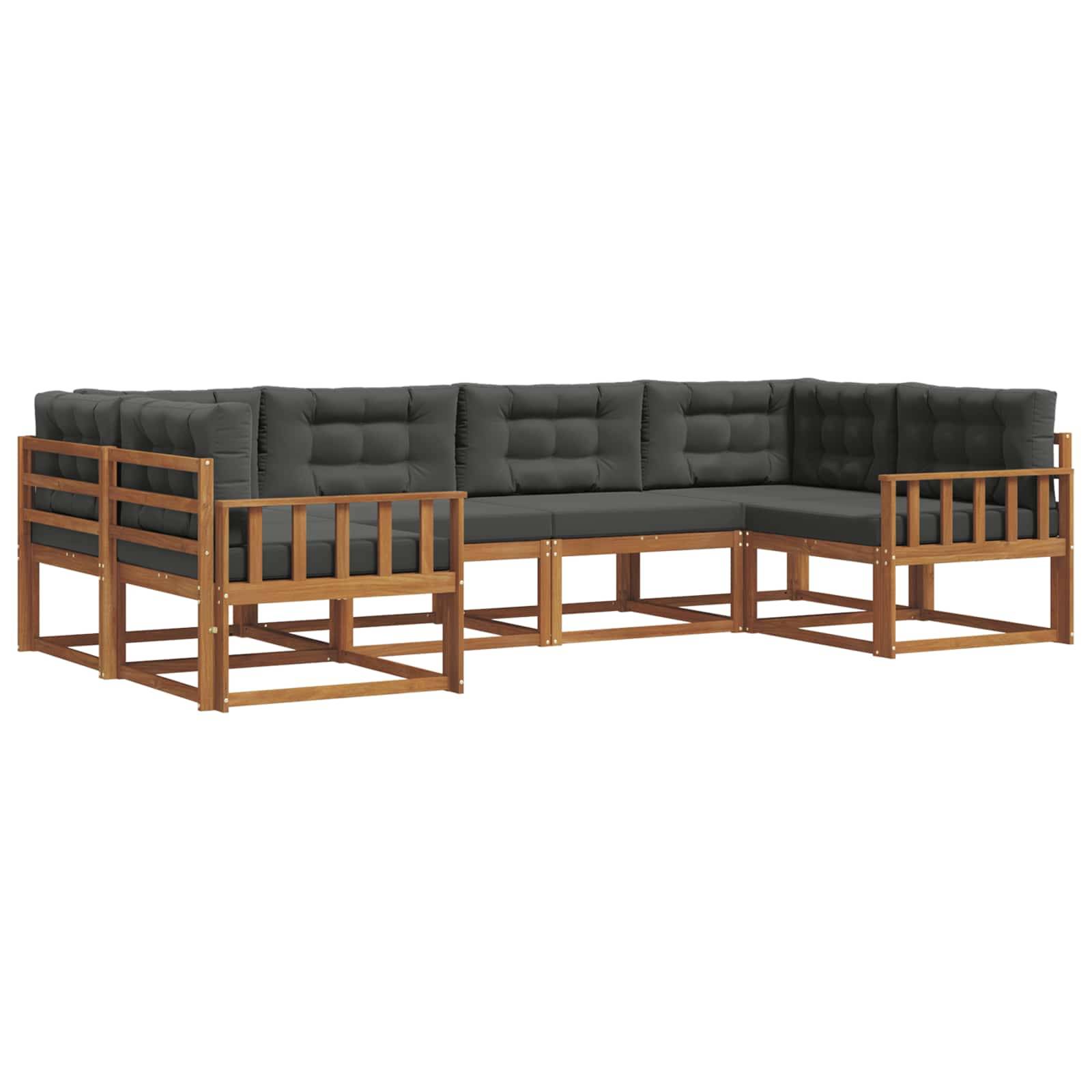 vidaXL Outdoor-Sofagarnitur mit Kissen 6 pcs Natur und Anthrazit