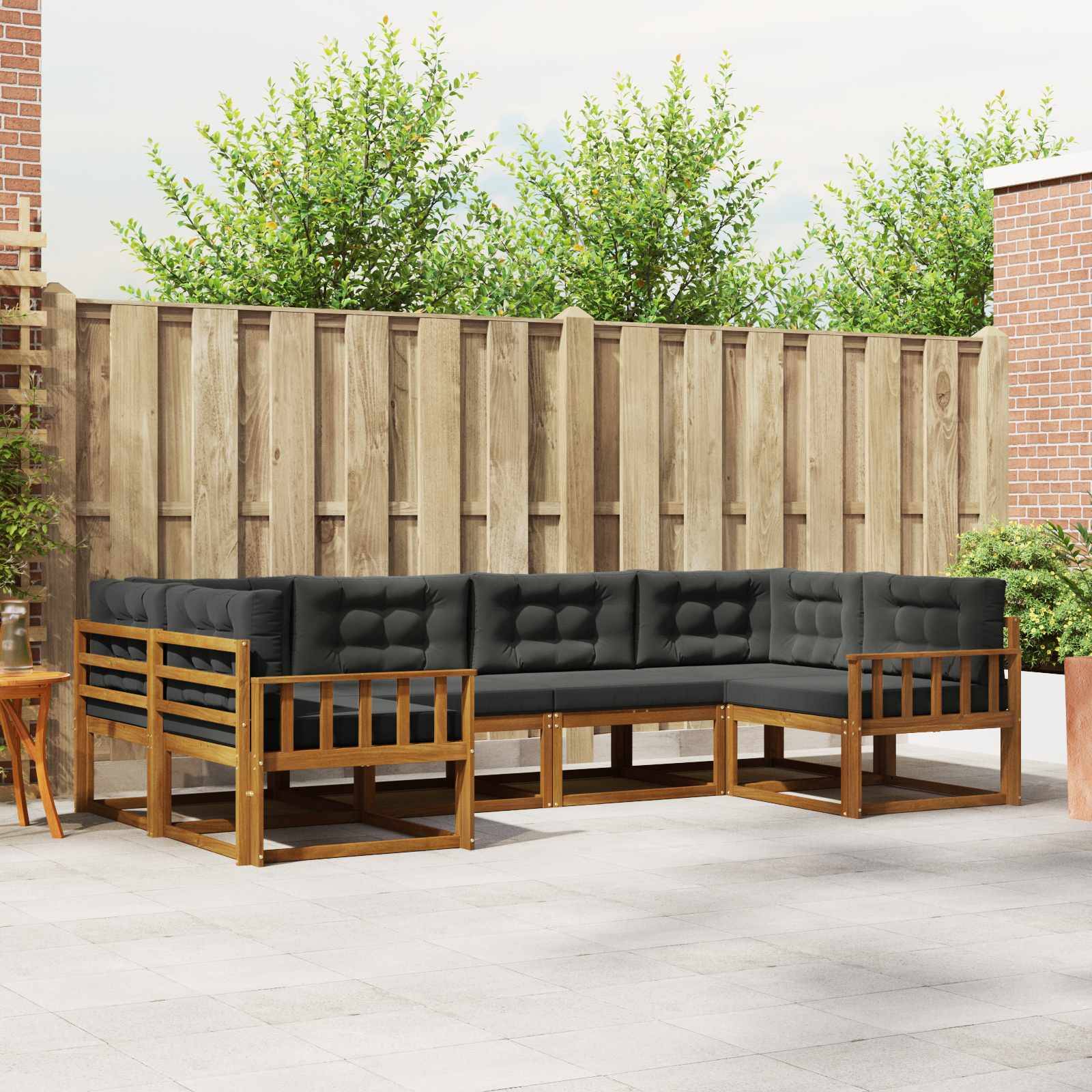 vidaXL Outdoor-Sofagarnitur mit Kissen 6 pcs Natur und Anthrazit