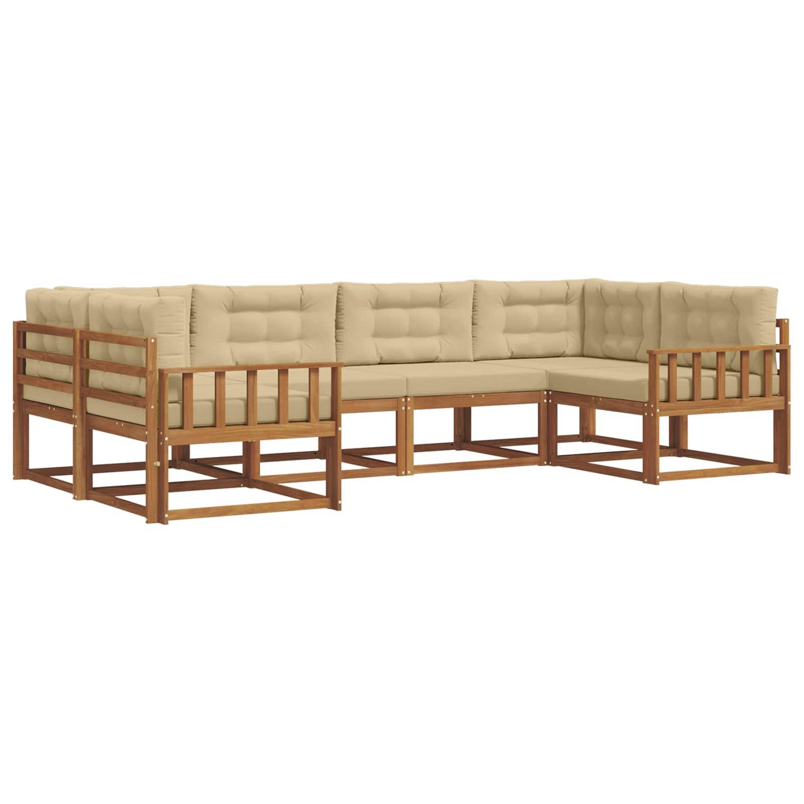 vidaXL Outdoor-Sofagarnitur mit Kissen 6 pcs Natur und Beige