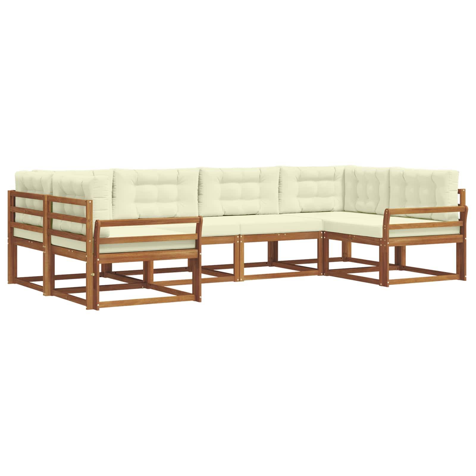vidaXL Outdoor-Sofagarnitur mit Kissen 6 pcs Natur und Creme