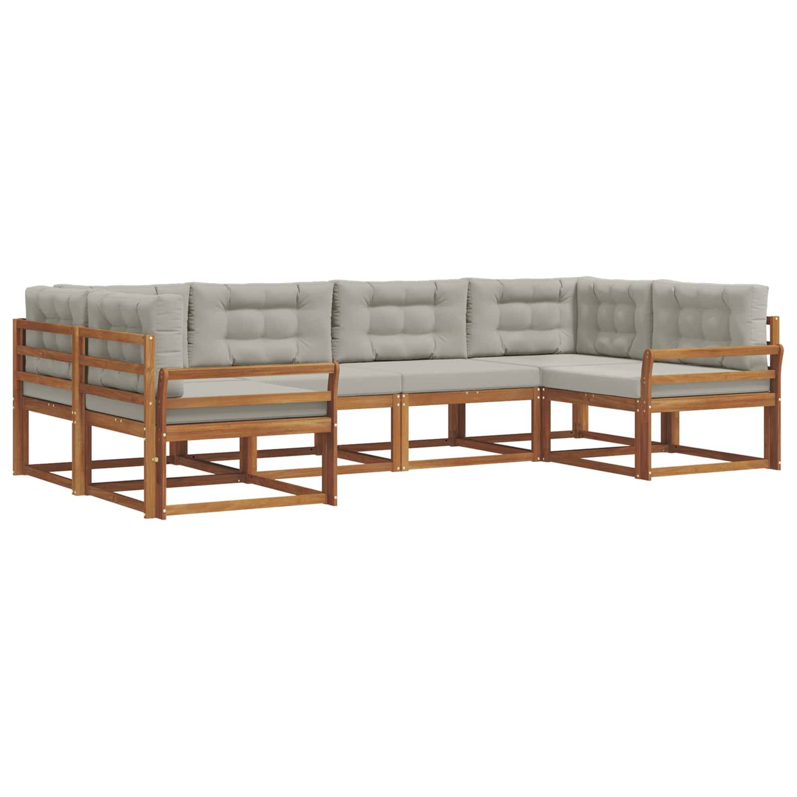 vidaXL Outdoor-Sofagarnitur mit Kissen 6 pcs Natürlich und Hellgrau